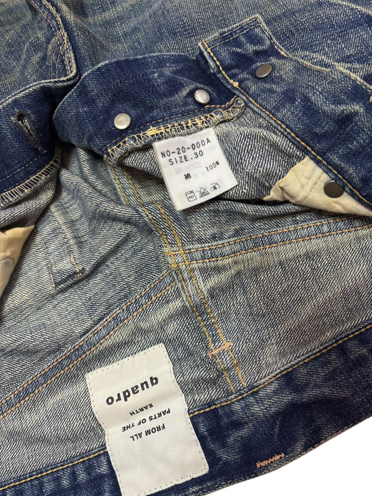 Japanese Brand × Vintage Japan Quadro Mud Washed Distressed Jeans Size US 32 / EU 48 - 7 Thumbnail