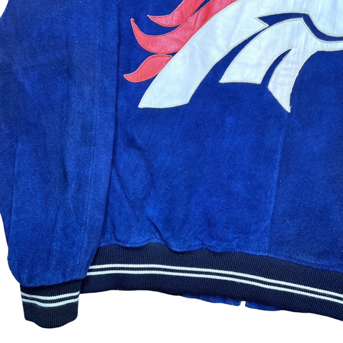 NFL × Vintage Vintage 1990s NFL Denver Broncos Blue Suede Zip Up Jacket Size US XL / EU 56 / 4 - 19 Thumbnail