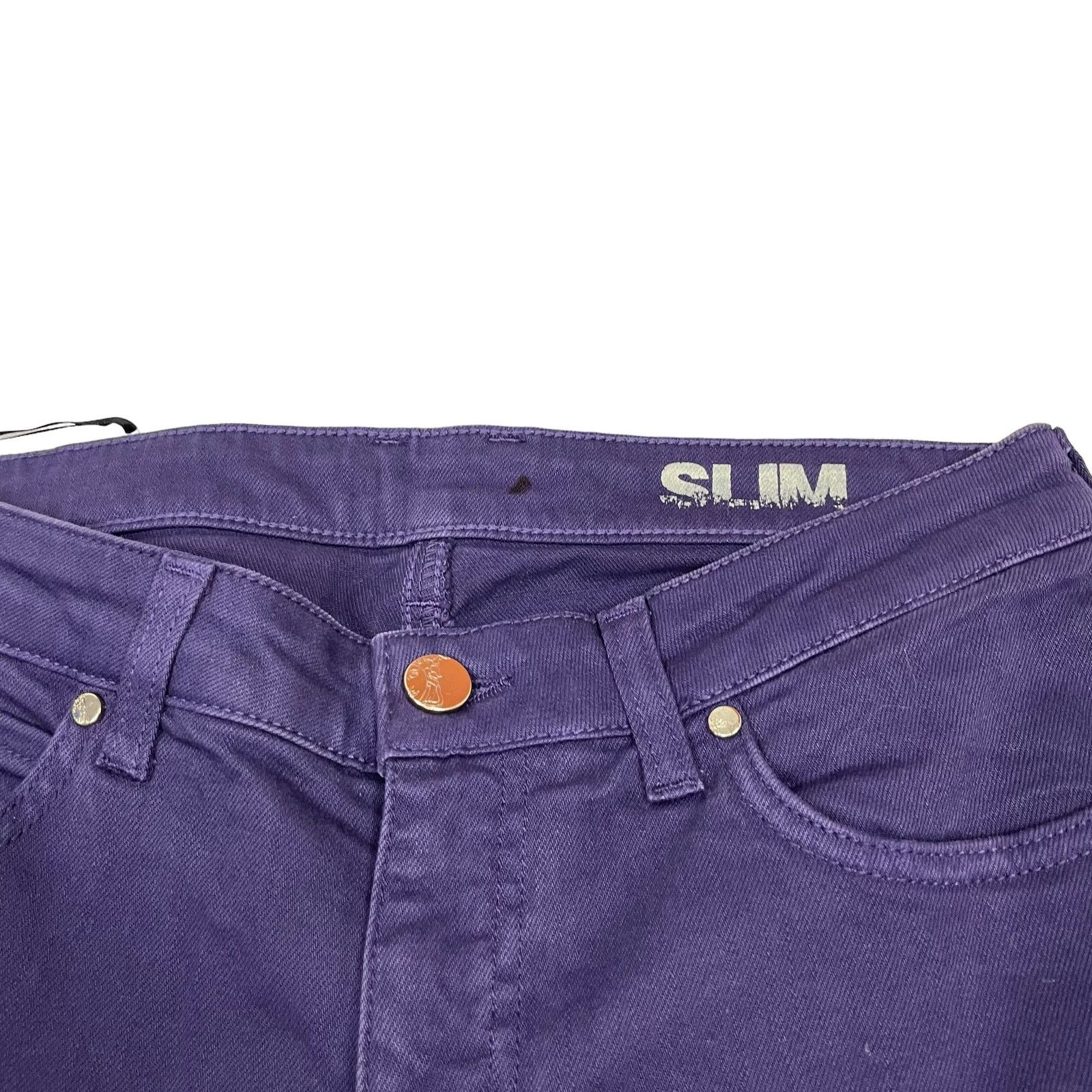 Versace Versace Women's Purple Denim Beaded Slim Fit Skinny Jeans 27 Size 27" / US 4 / IT 40 - 4 Thumbnail