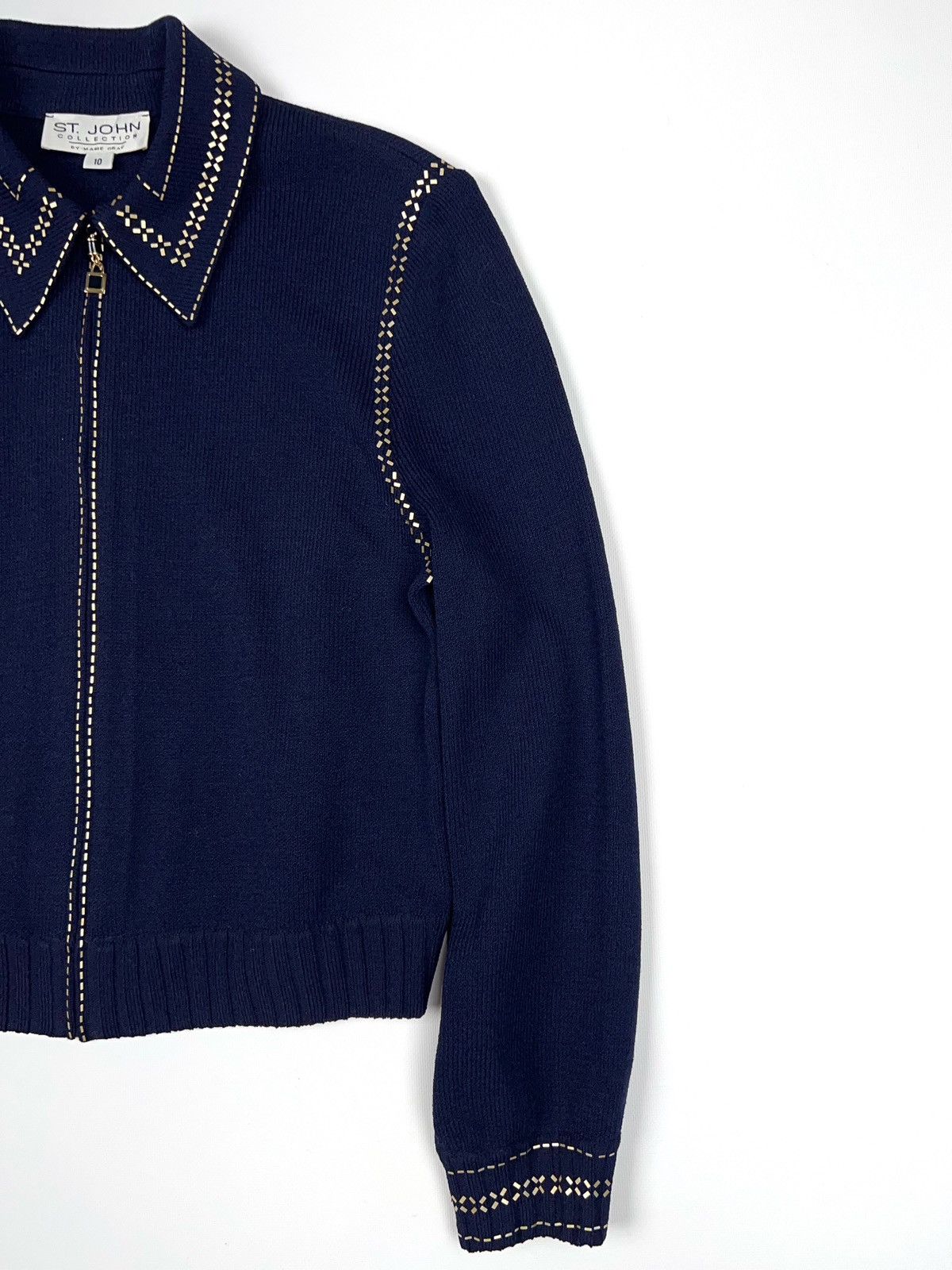 St. John St John Collection Knit Zip Cardigan Sweater made in USA Size L / US 10 / IT 46 - 2 Thumbnail