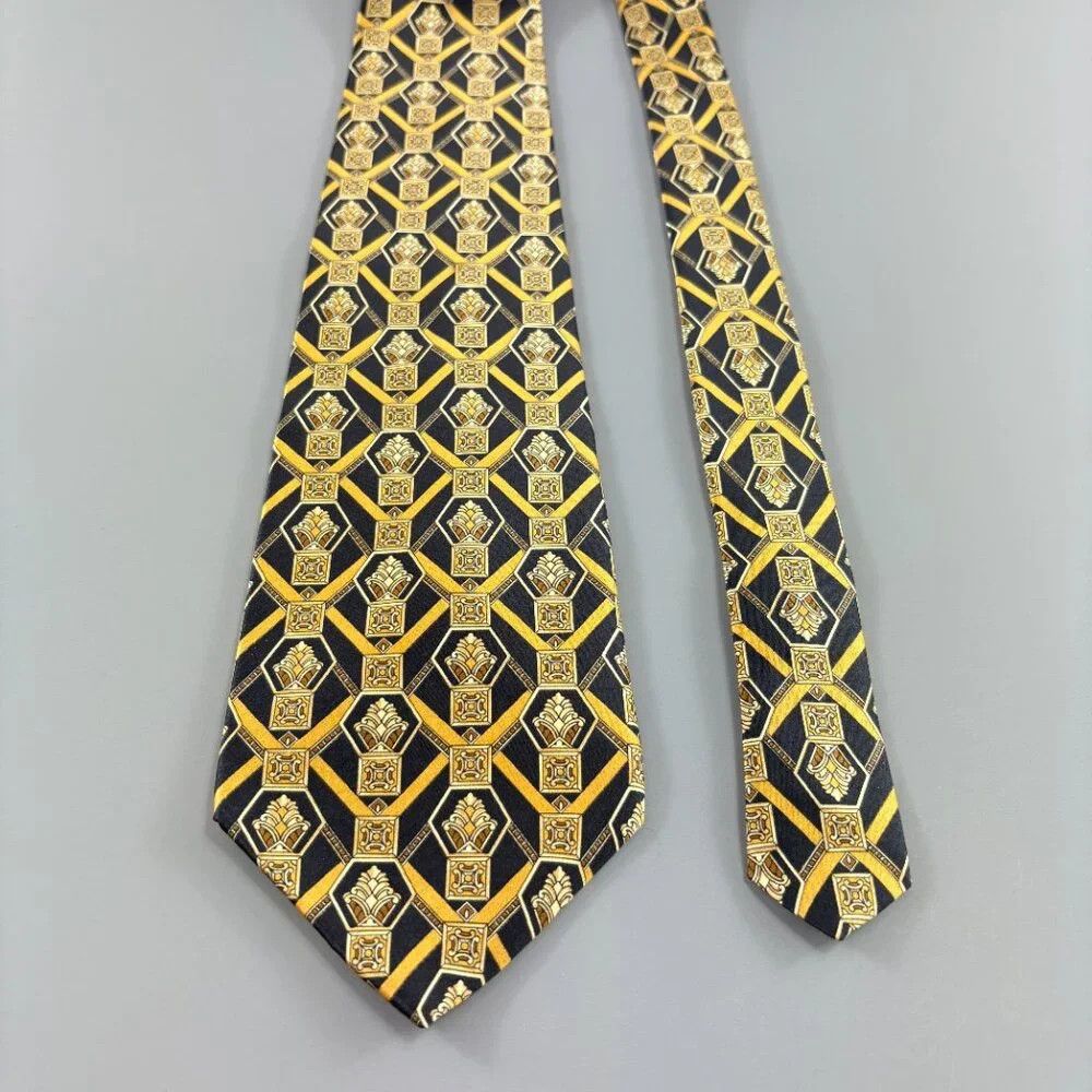 Henry Grethel Henry Grethel Black / Gold Men's Tie 4" x 60" Size ONE SIZE - 2 Thumbnail