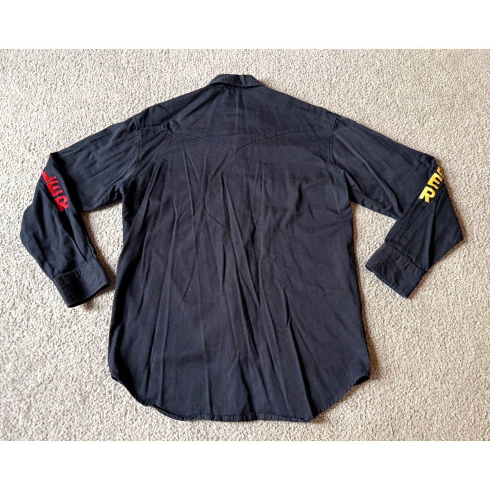 Wrangler Wrangler Shirt Medium Black Embroidered Logos Long Sleeve Button Up Western Cowboy Men's Size US M / EU 48-50 / 2 - 2 Thumbnail