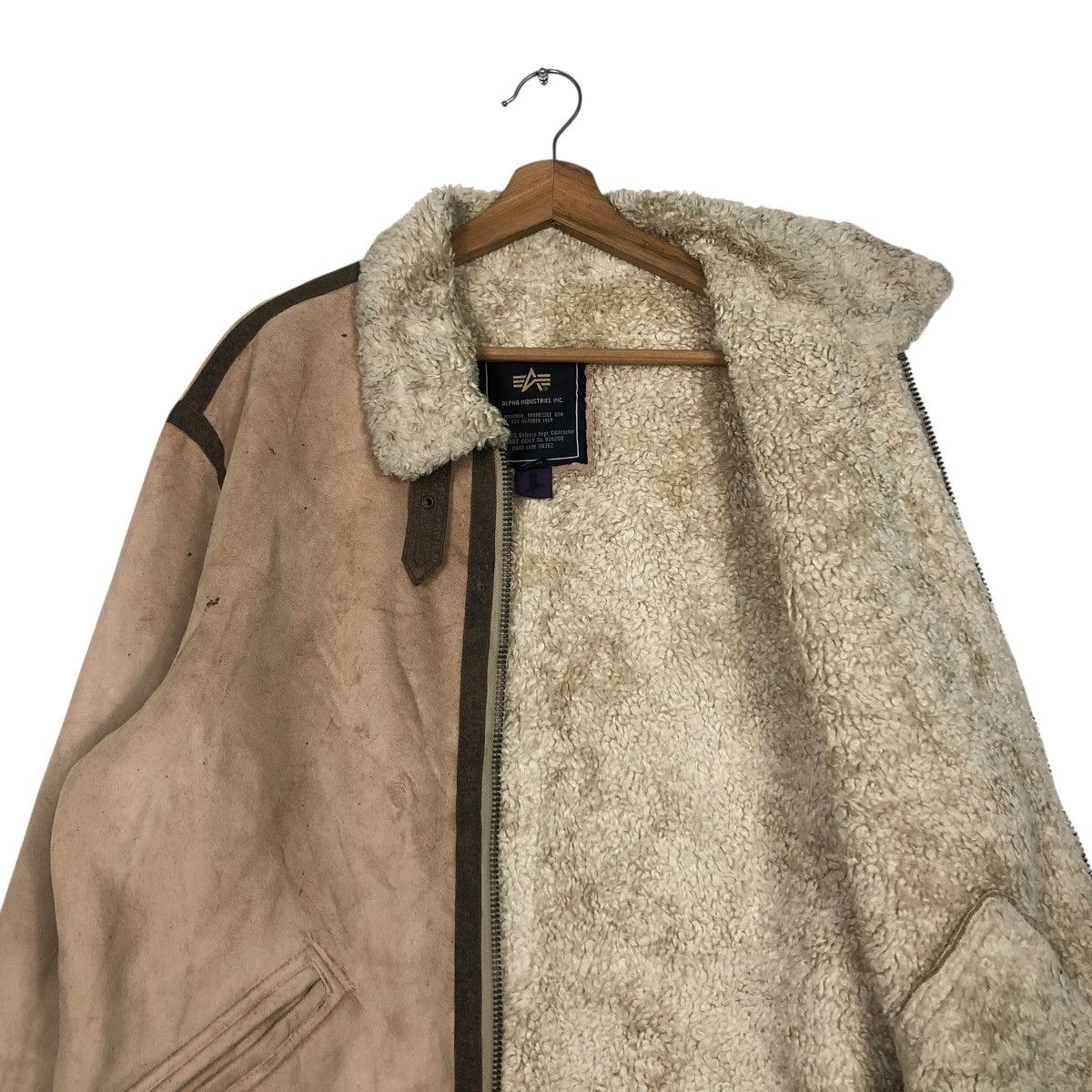 Alpha Industries 🔥VINTAGE SHEARLING SHERPA BIKER JACKET ALPHA INDUSTRIES Size US L / EU 52-54 / 3 - 14 Thumbnail