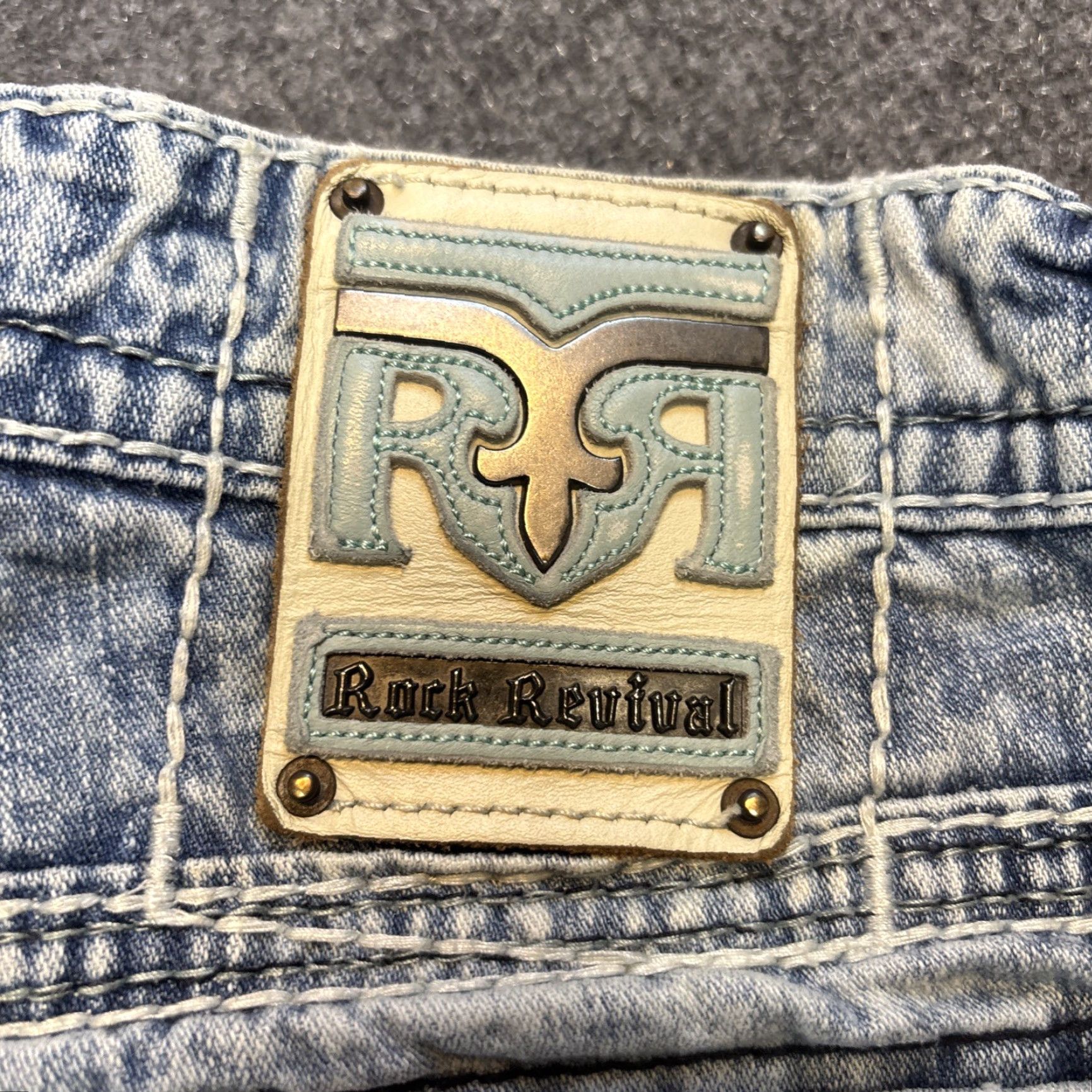 Vintage Rock Revival Jeans Men’s 36 Slim Bootcut Acid Wash Blue Cowboy 31in Inseam Mens Size US 36 / EU 52 - 3 Thumbnail