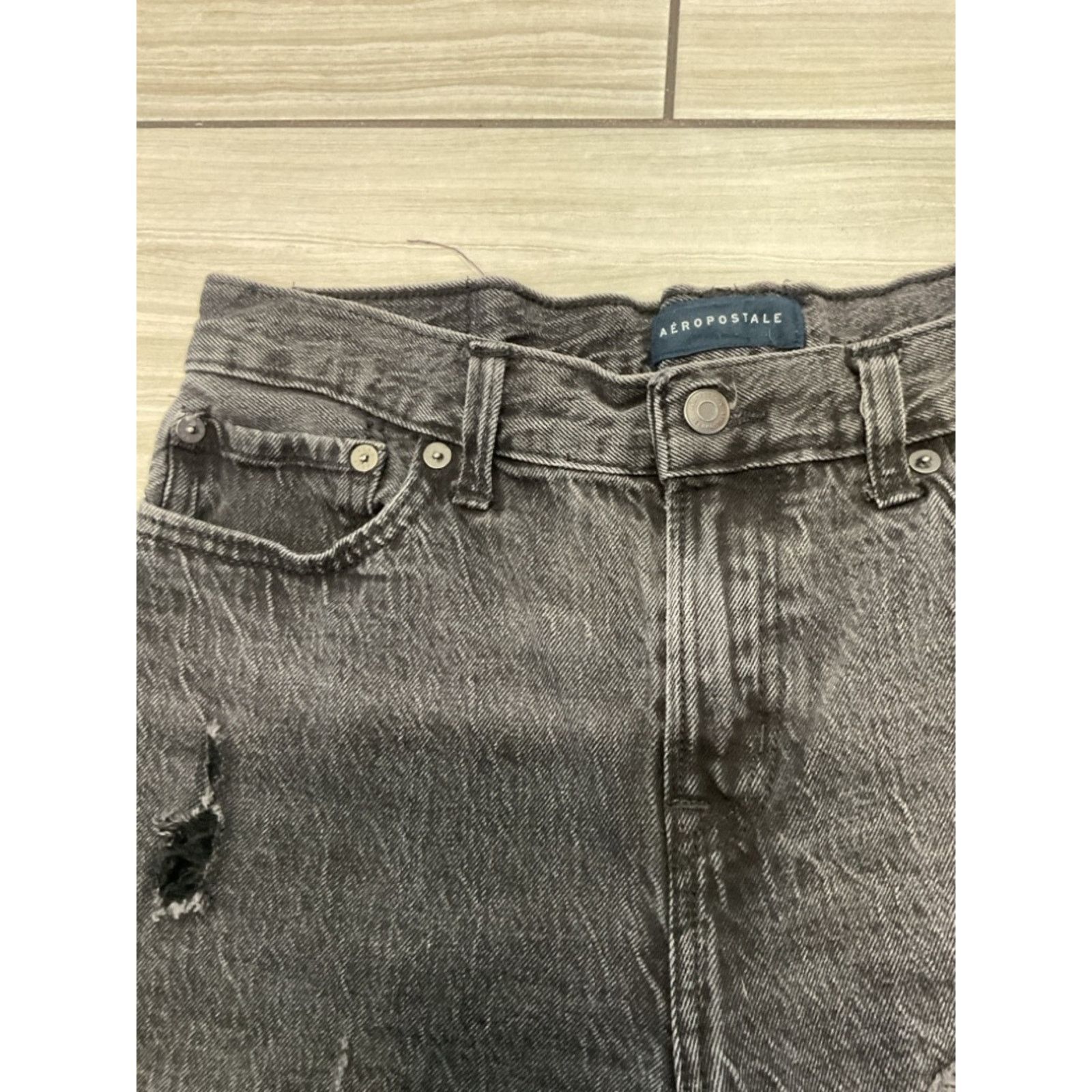 Aeropostale Aeropostale Black Distressed Cutoff Denim Shorts Size US 30 / EU 46 - 6 Thumbnail