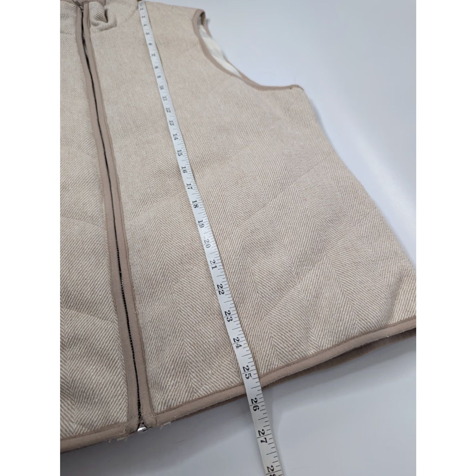 BKE VINTAGE BKE Vest Chevron Stripe Full Zip Tweed Insulated Cream Tan Beige Women's Large L Size L / US 10 / IT 46 - 3 Thumbnail