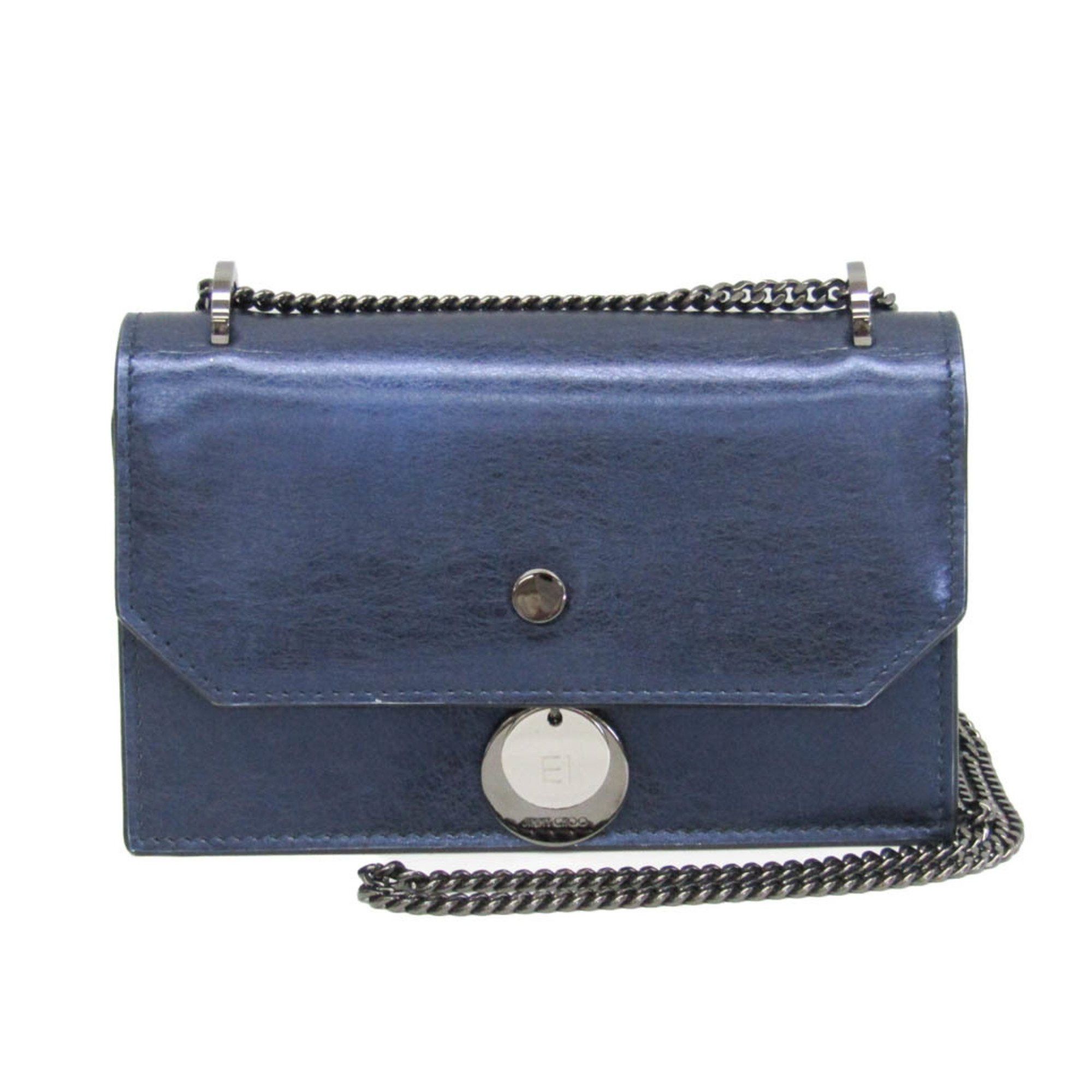Jimmy Choo Jimmy Choo FINLEY 0C2585 Women's Leather Shoulder Bag Metallic Purple Size ONE SIZE - 1 Thumbnail