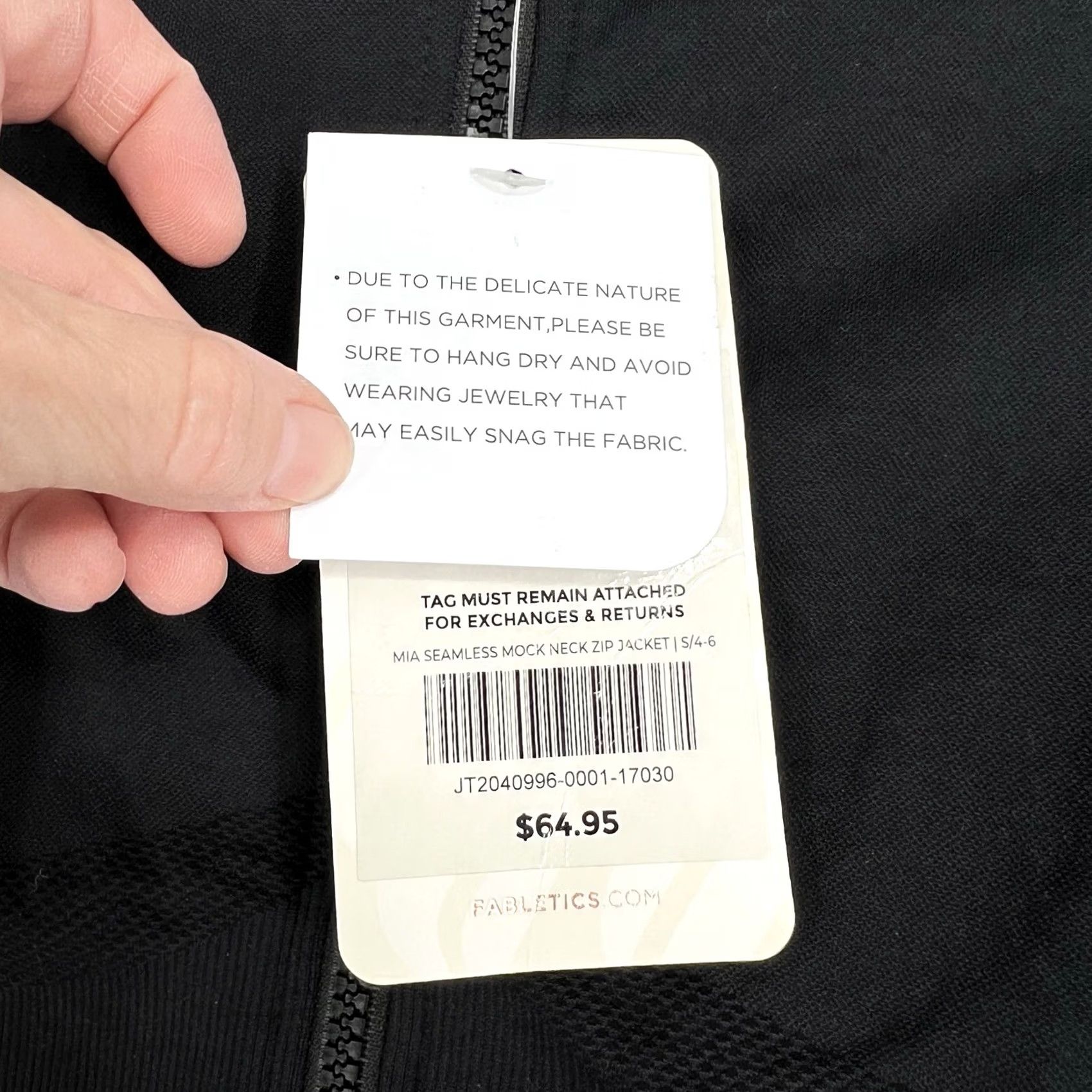 Fabletics Fabletics Women's Mia Mock Neck Jacket Zip Front Thumb Holes S Black Windbreaker Hooded Full Zip Packable Casual Travel Size S / US 4 / IT 40 - 7 Thumbnail