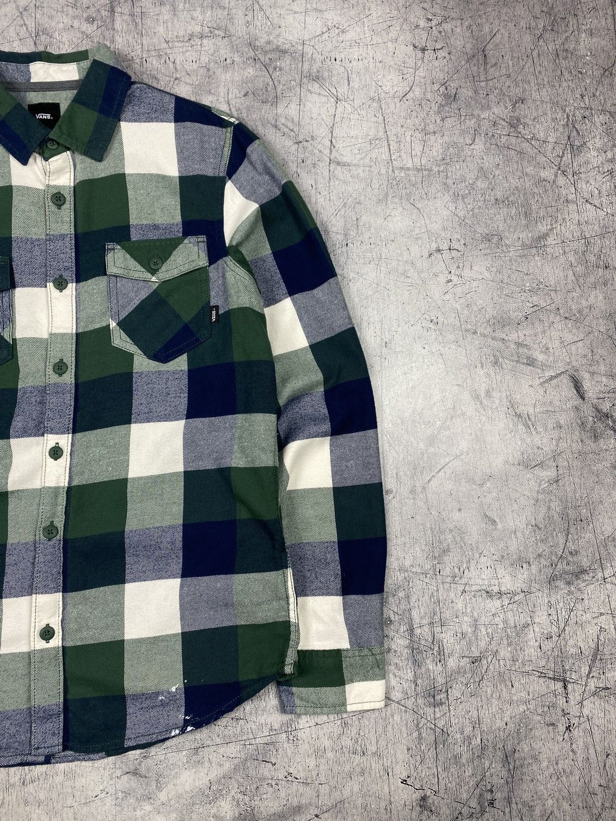 Vans Vans Plaid Flannel Shirt Green Blue Slim Fit Button Up Size US S / EU 44-46 / 1 - 4 Thumbnail