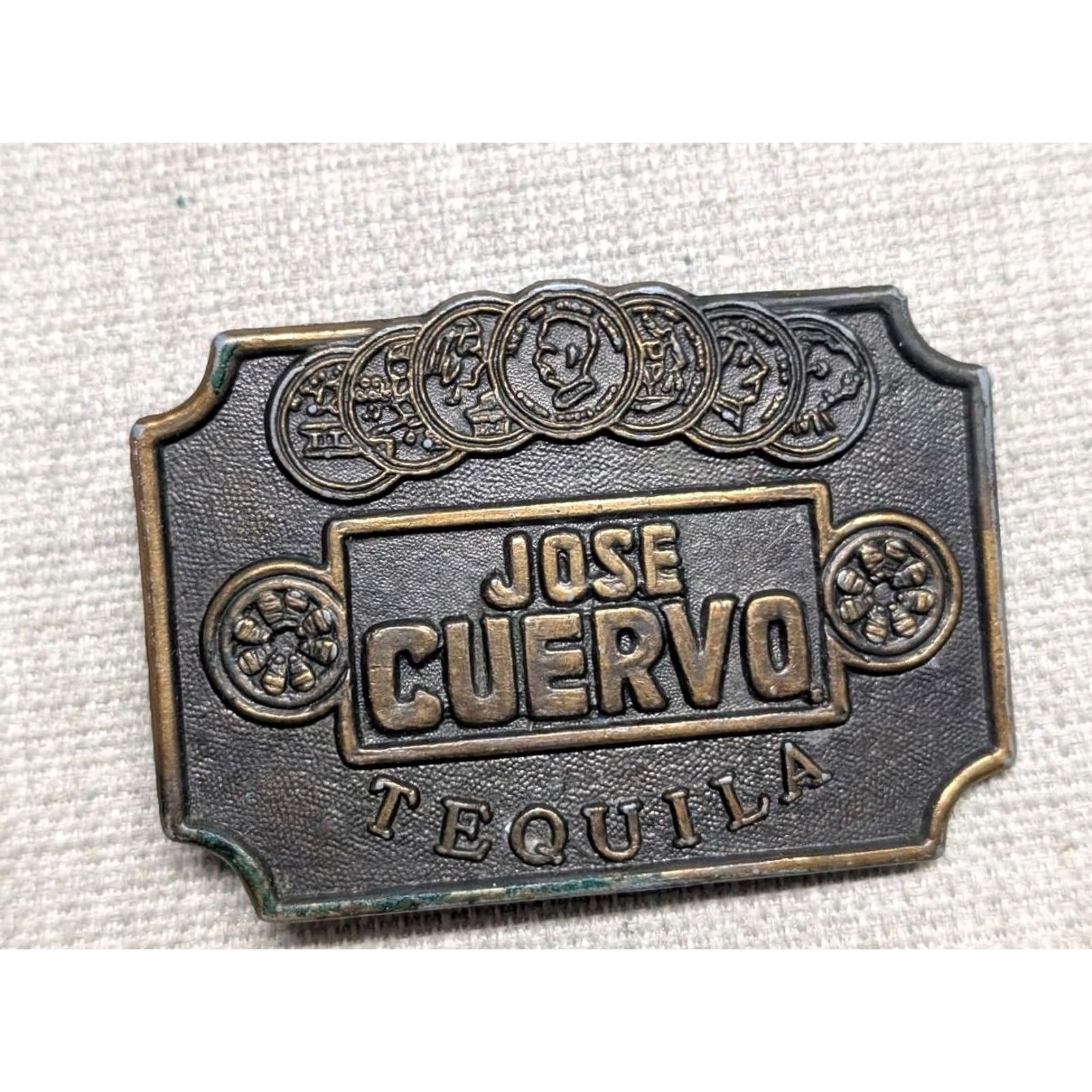 Vintage VINTAGE JOSE CUERVO belt buckle BRASS western belt buckle Mens 2.25" x 3.25" brass Fits Belt 1.75 in Cowboy Tequila 1970s Size ONE SIZE - 2 Thumbnail