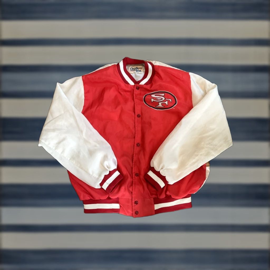 Chalk Line VINTAGE Chalk Line San Francisco 49ers Satin Bomber Jacket USA Men’s XL Mens Jacket Adult XL Gold Satin Bomber USA 49ers Football Theme Size US XL / EU 56 / 4 - 1 Thumbnail