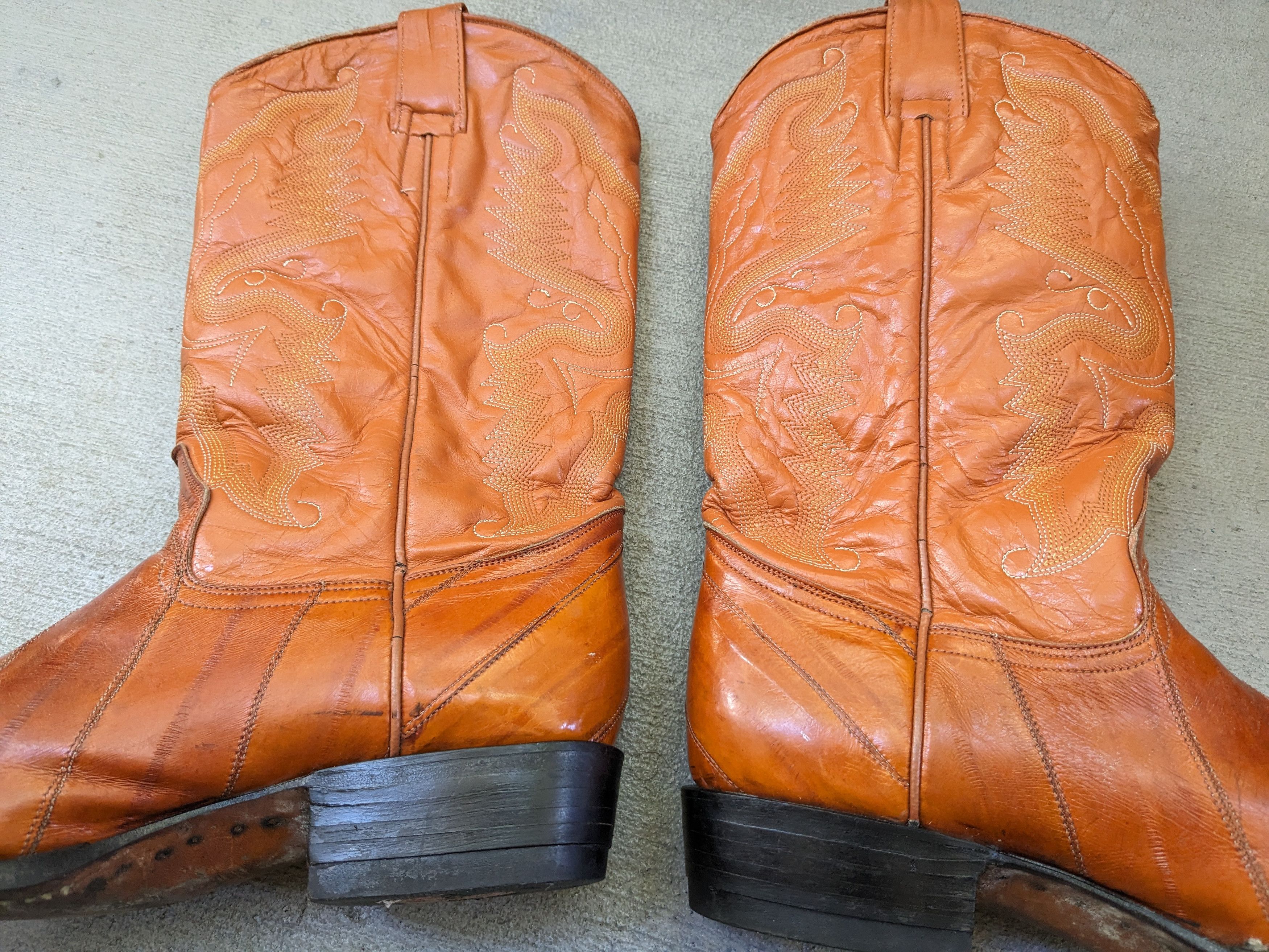 Vintage Eel Cowboy Boots Brown 8.5 Leather Mexico Botas Ranchwear Size US 8.5 / EU 41-42 - 8 Thumbnail