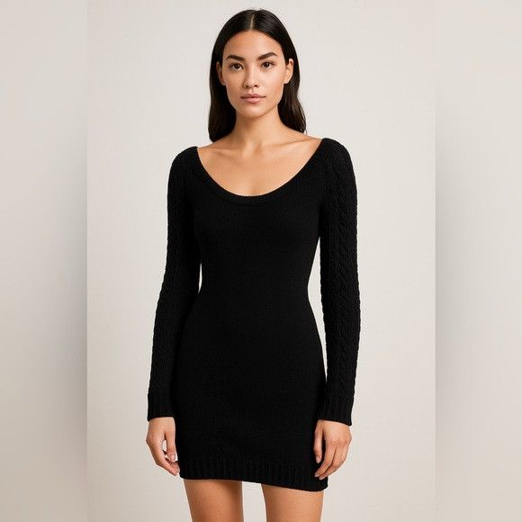 Vince Vince Black Knit Sweater Dress XS Long Sleeve Scoop Neck Size XS / US 0-2 / IT 36-38 - 1 Thumbnail