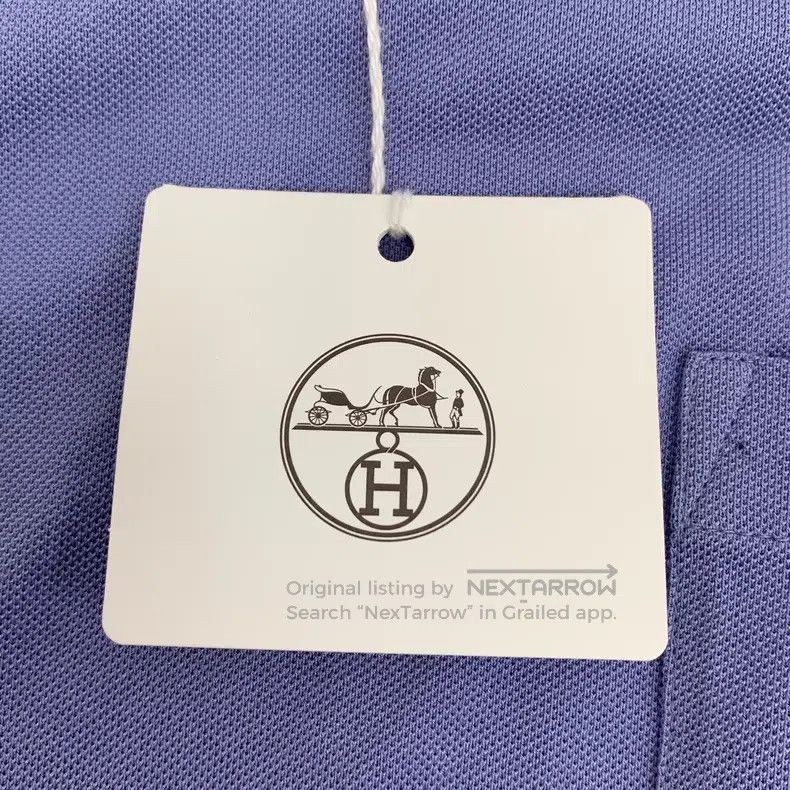 Hermes Hermes Blue pocket H letter embroidery cotton round neck s Size M / US 6-8 / IT 42-44 - 6 Thumbnail