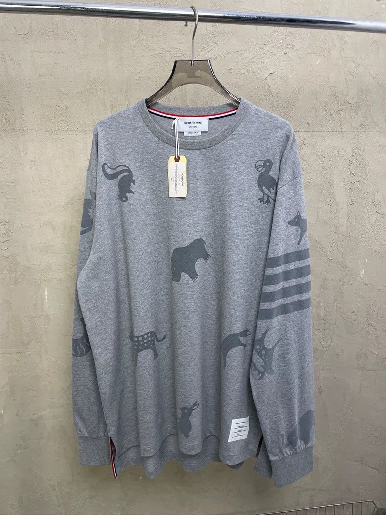 Thom Browne Thom browne Gray show small animal print four-striped long- Size US L / EU 52-54 / 3 - 2 Thumbnail