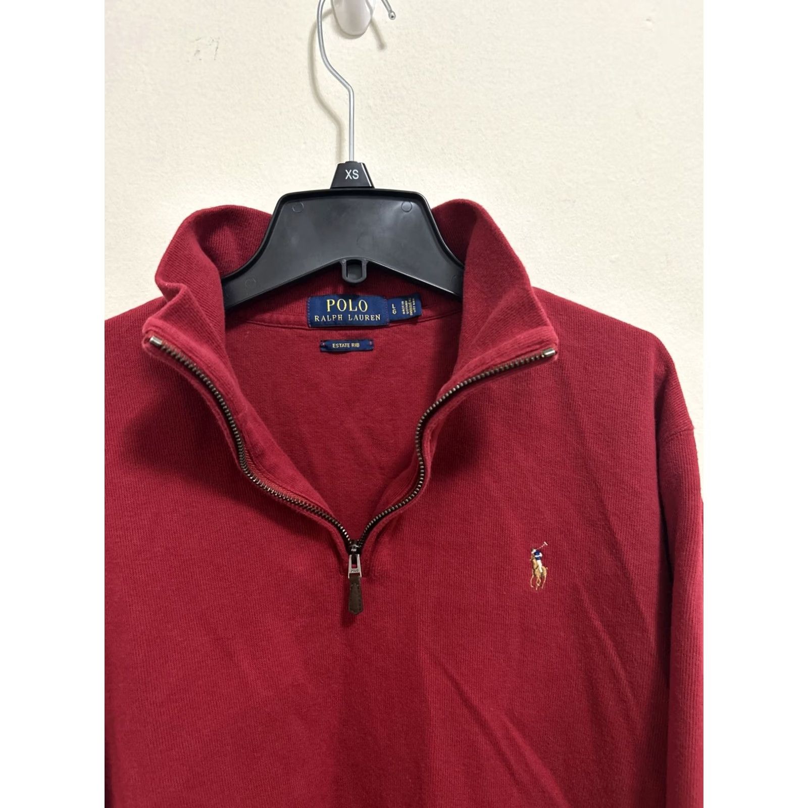 Ralph Lauren Polo Ralph Lauren Sweater Mens Large Red Estate Rib 1/4-Zip Pullover Cotton Rib-Knit Embroidered Logo Pony Size US L / EU 52-54 / 3 - 2 Thumbnail