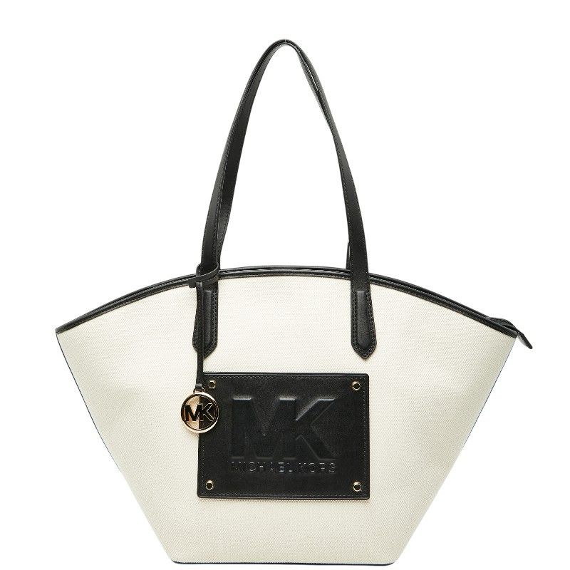Michael Kors Michael Kors Canvas Leather Tote Bag Leather Tote Bag Duty Free For Usa in White, Women's