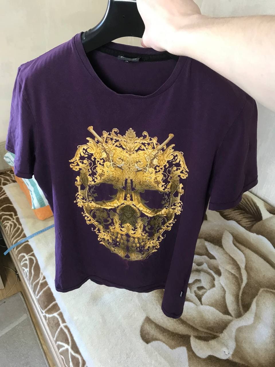Roberto Cavalli 🔥 Just Cavalli Skull Logo T Shirt Purple Punk Y2K Size US XL / EU 56 / 4 - 4 Thumbnail