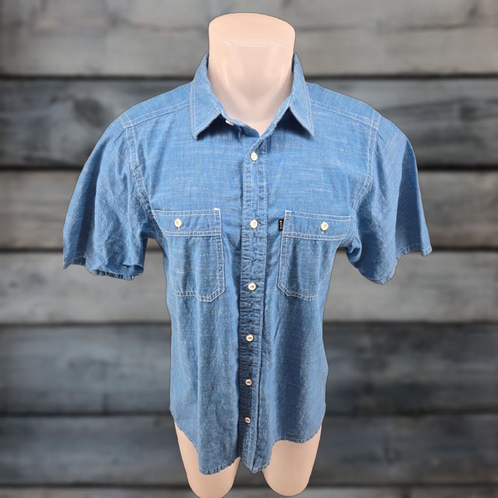 KAVU KAVU Shirt Mens Medium Solid Blue Outdoor Pocket Short Sleeve Casual Cotton Shirt Size US M / EU 48-50 / 2 - 1 Thumbnail