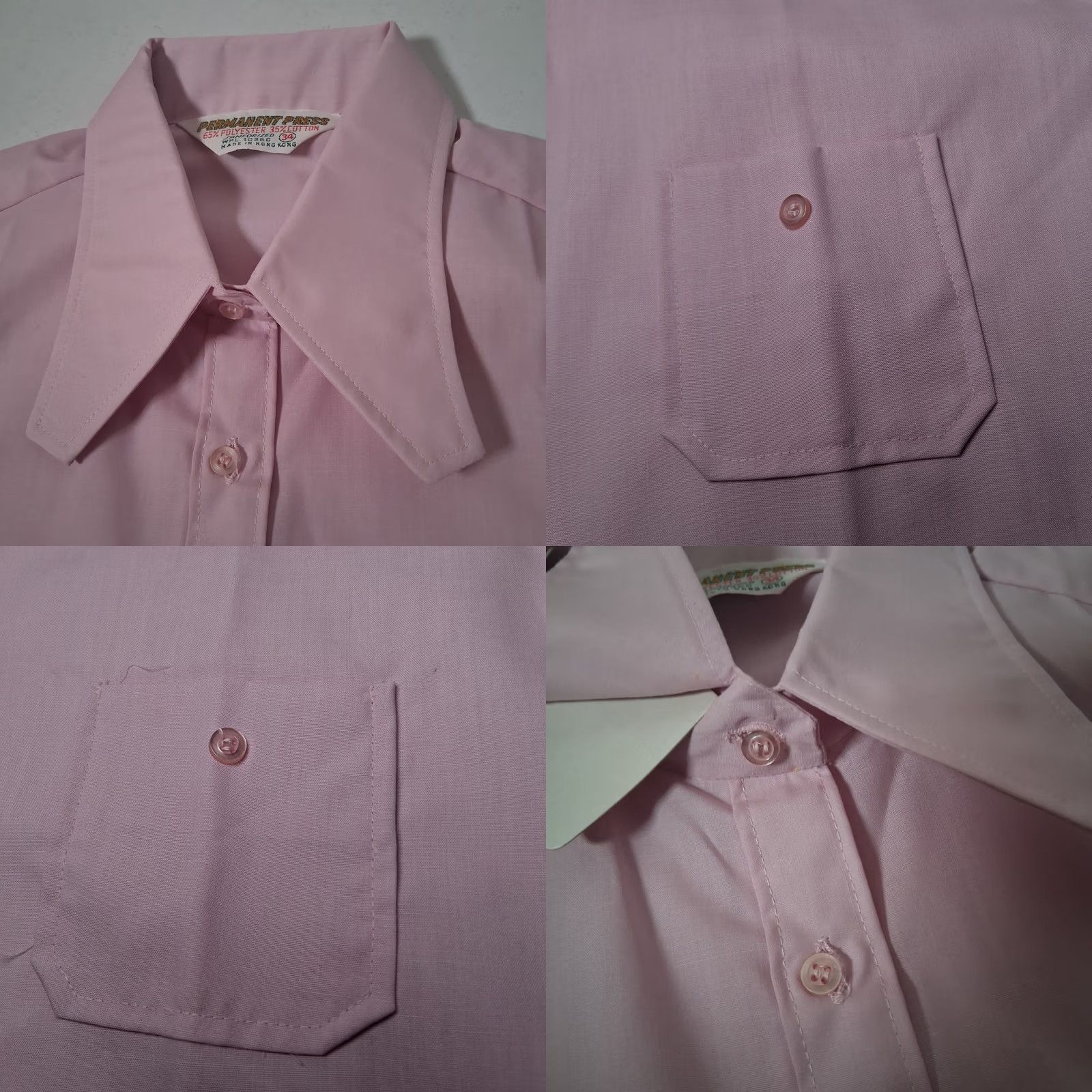 Vintage VINTAGE Sanforized Blouse Women 34 Casual Shirt S/M Pink Mauve Hong Kong READ Size S / US 4 / IT 40 - 8 Thumbnail