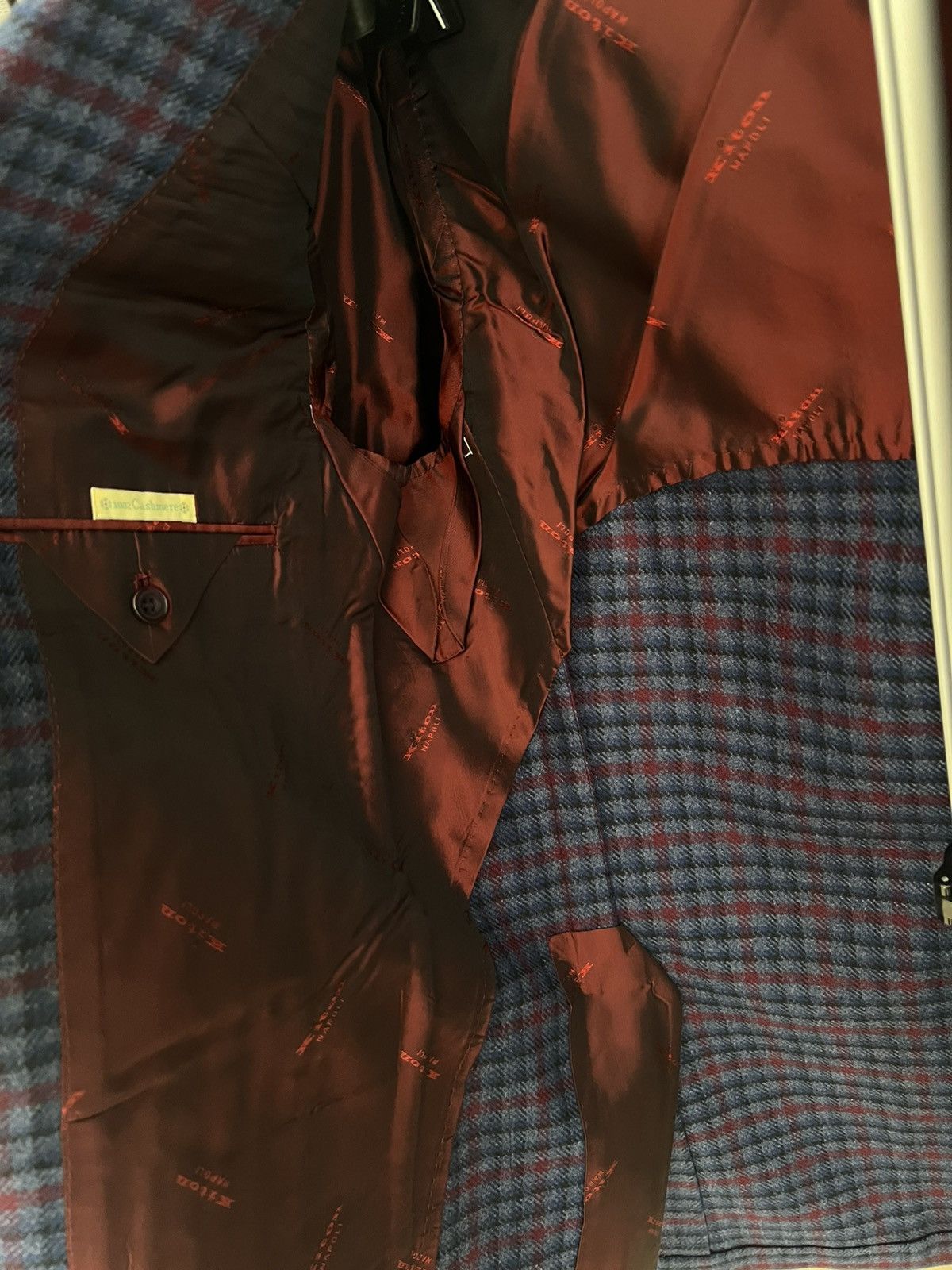 Barneys New York × Kiton Kiton Blue & Red Check Cashmere Blazer Size 44R US / 54R IT Size 44R - 6 Thumbnail