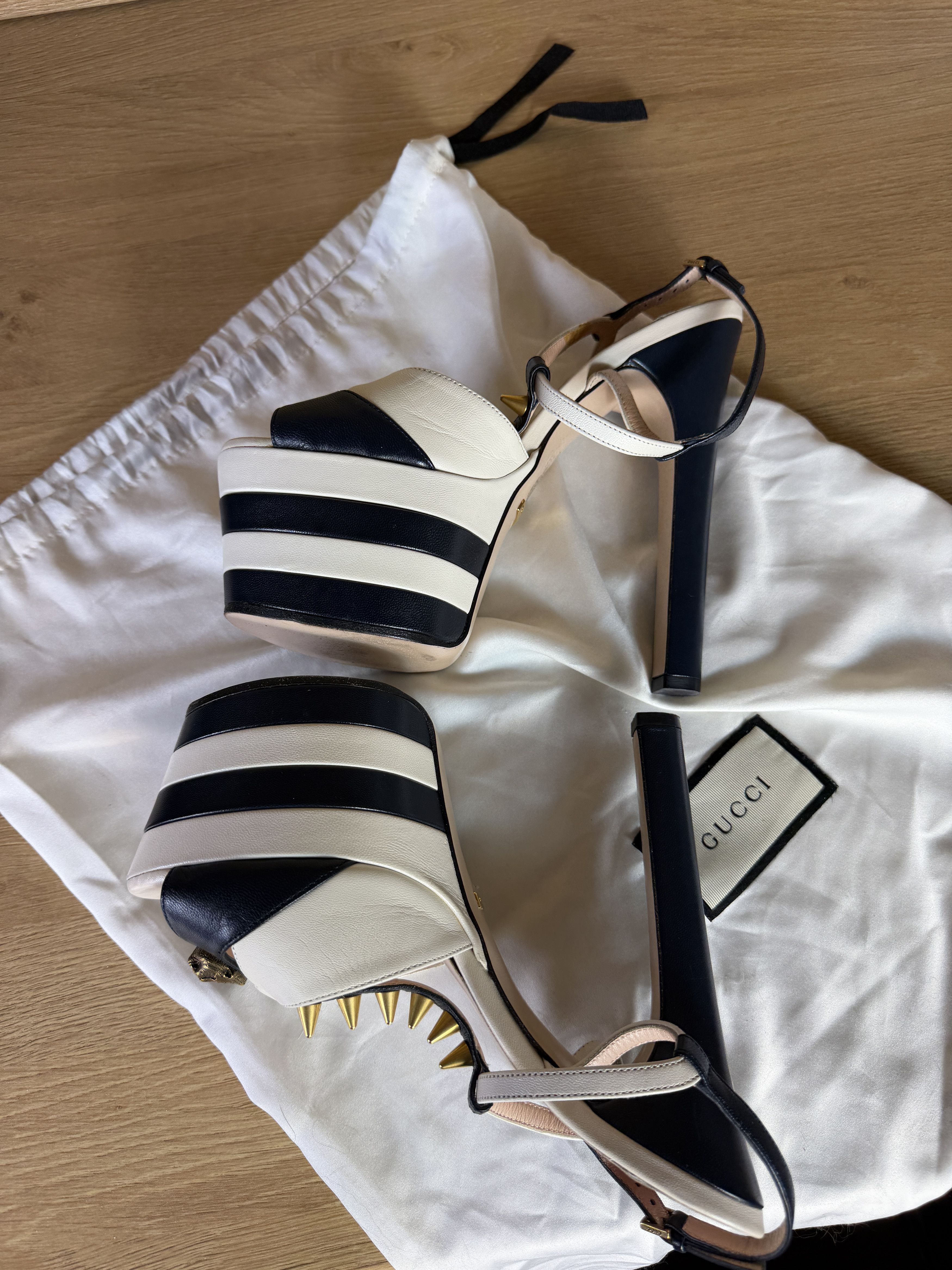 Gucci Gucci angel striped platform T strap sandal size 36 Size US 6 / IT 36 - 10 Thumbnail
