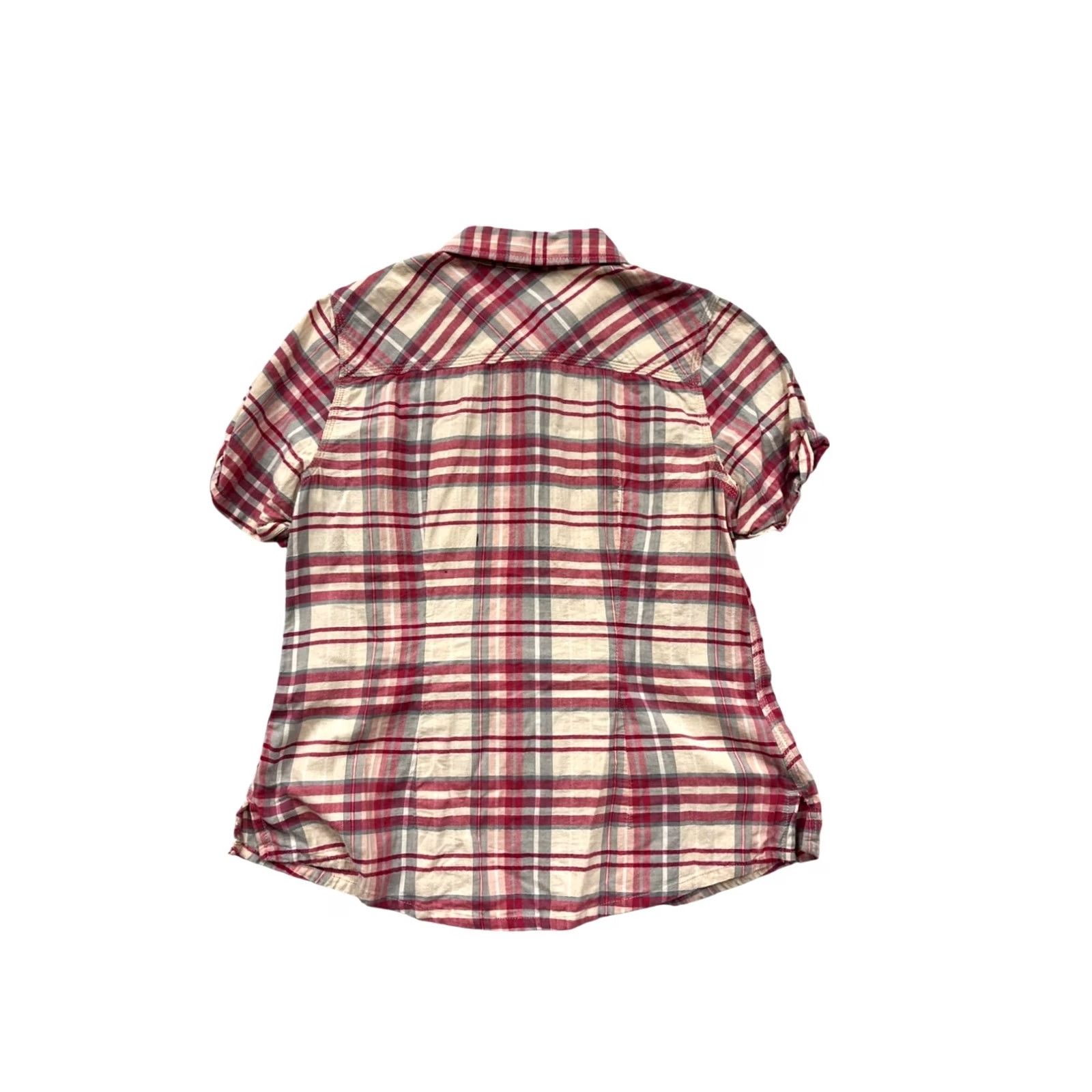 Carhartt Carhartt Womens Shirt Plaid Short Sleeve Button-Up L Red - Cotton Spandex, Lightweight, Outdoor Durable, Two Chest Pockets, Womens Size L / US 10 / IT 46 - 2 Thumbnail