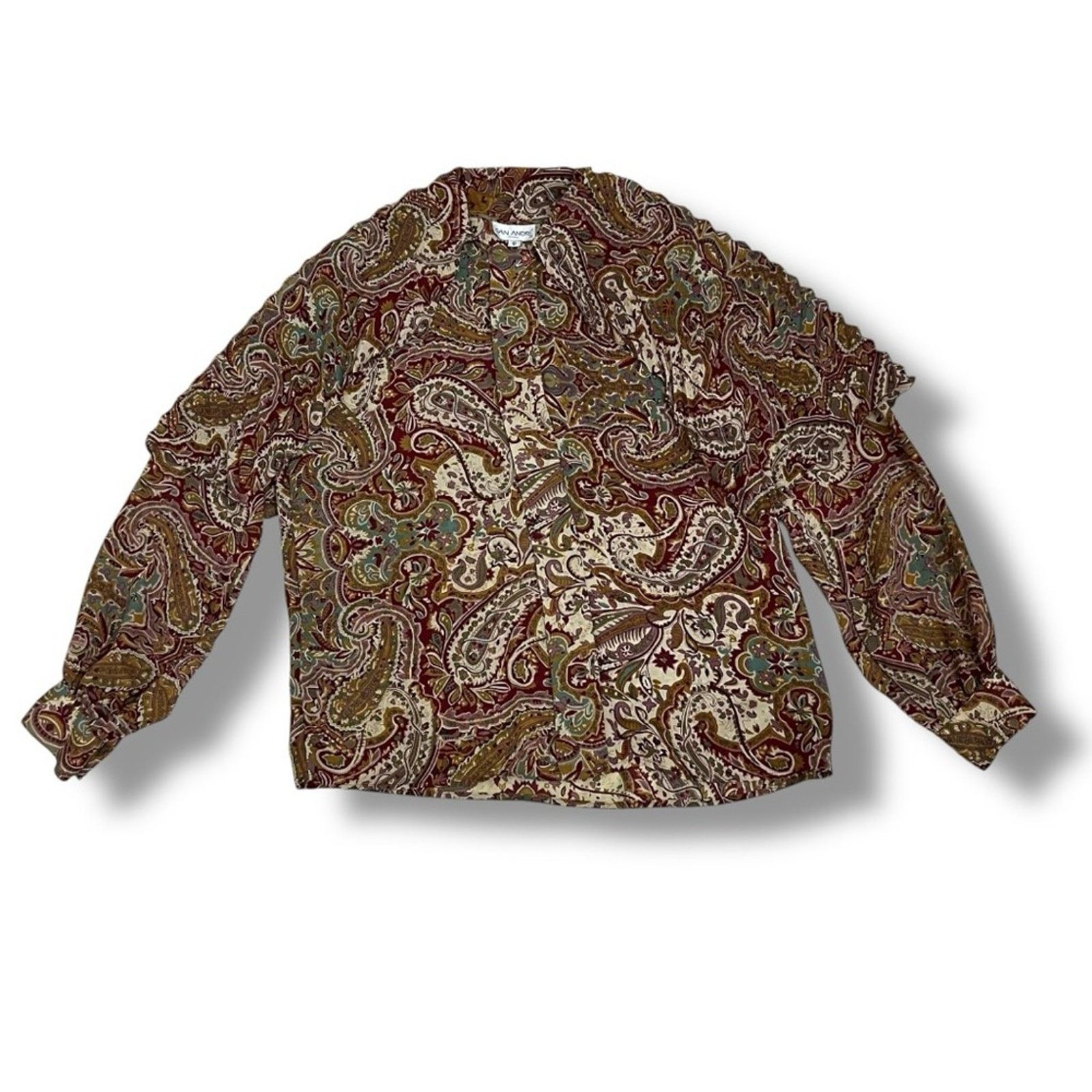 Vintage San André Vintage 90s paisley button up blouse attached cape Size M / US 6-8 / IT 42-44 - 7 Thumbnail
