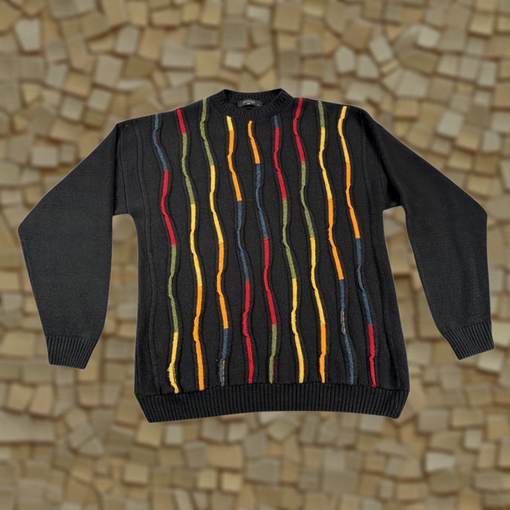 Vintage VINTAGE Protege Shirt Men 90s Black Textured 3D Knit Pullover Large L Size US L / EU 52-54 / 3 - 1 Thumbnail