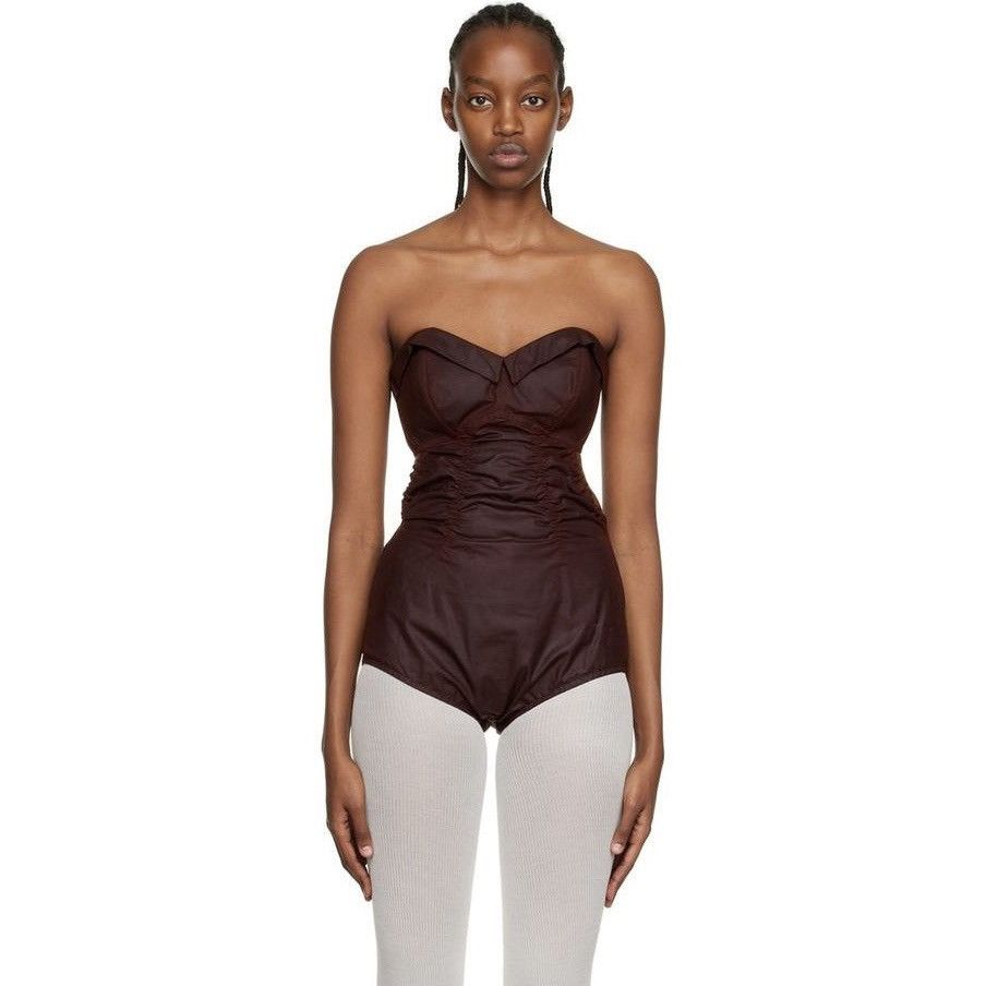 Maison Margiela AW22 waxed cotton bodysuit sweetheart ruched one piece Size M / US 6-8 / IT 42-44 - 6 Thumbnail