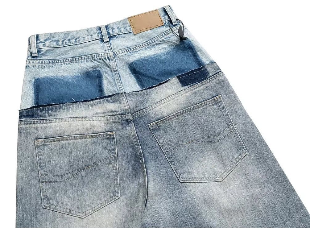 Jean × Vintage Double-layer Waist Patchwork Baggy Jeans Size US 33 - 6 Thumbnail