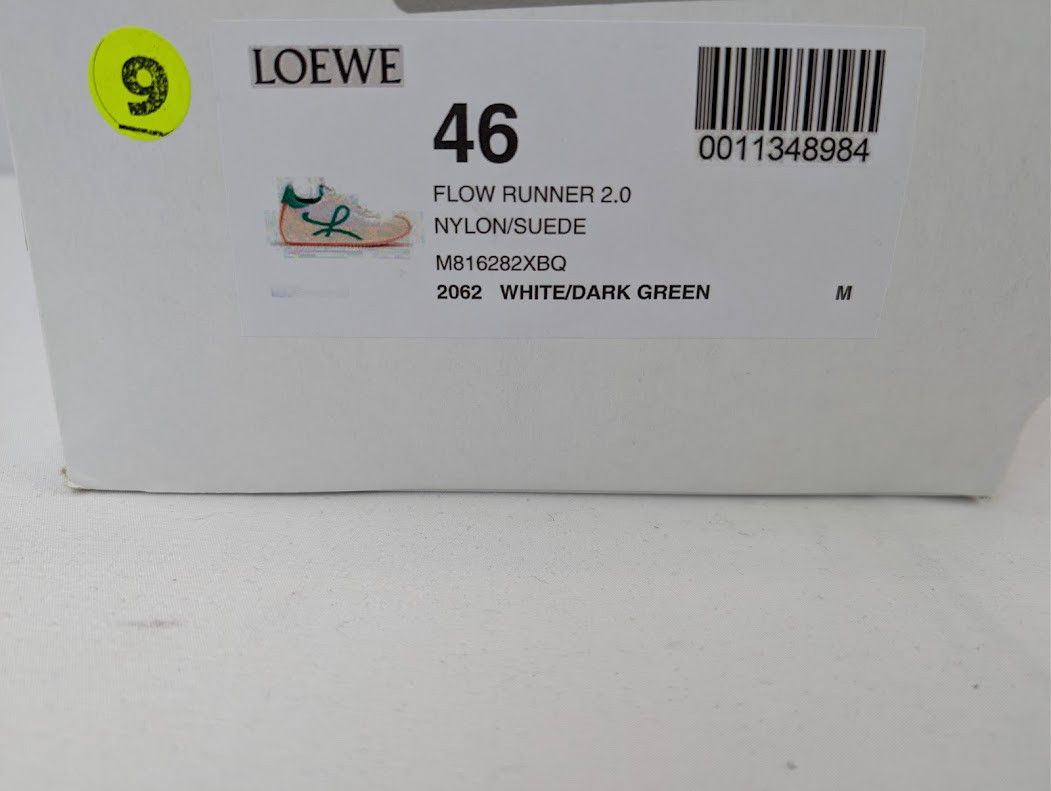 Loewe o1rshd1 Nylon Suede Flow Runner Sneakers in White/Dark Green Size US 13 / EU 46 - 21 Thumbnail