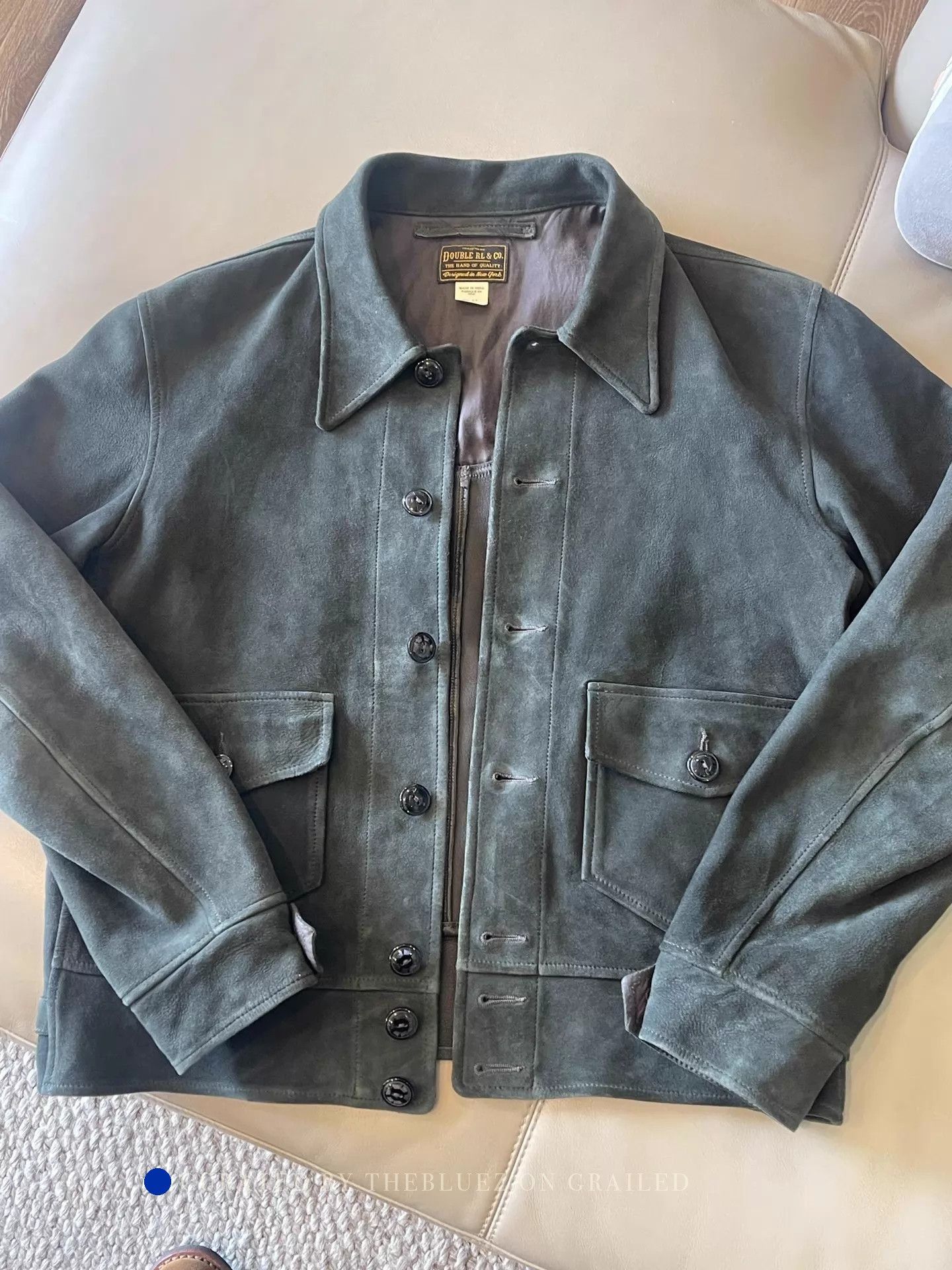 RRL Ralph Lauren Green Deer Suede Pilot Jacket in Size S Size US S / EU 44-46 / 1 - 1 Thumbnail