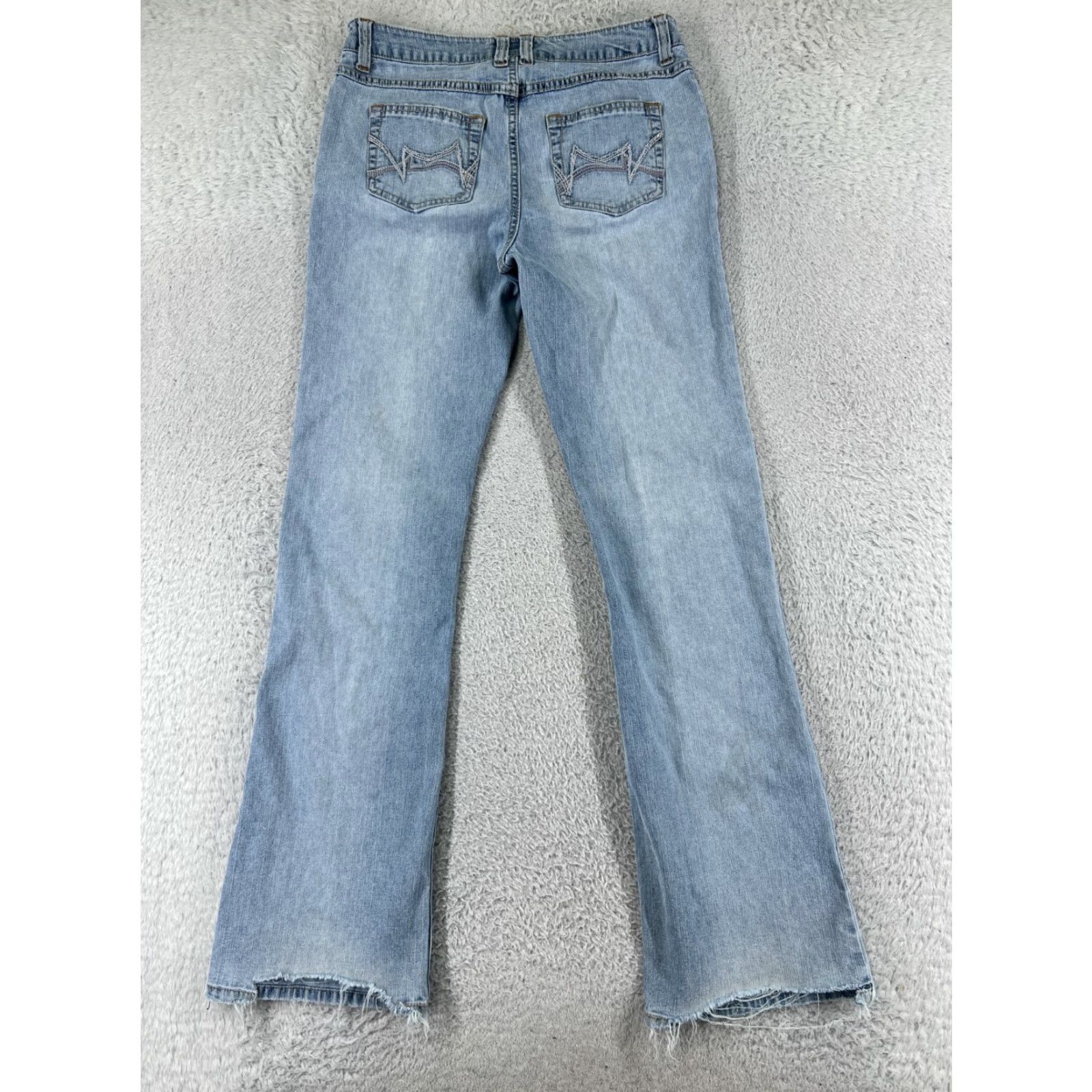 Denime SO Jeans Women 7 Blue Denim Bootcut Low Rise Light Wash Ramie Embroidered Size 28" / US 6 / IT 42 - 2 Thumbnail