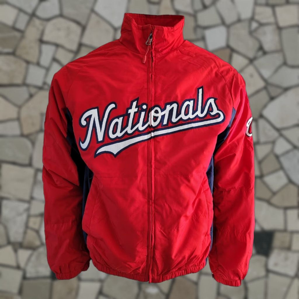 VonZipper Washington Nationals Majestic MLB Zip-Up Logo Jacket S Men Red Lined Fleece Bomber Jacket Size US S / EU 44-46 / 1 - 1 Thumbnail