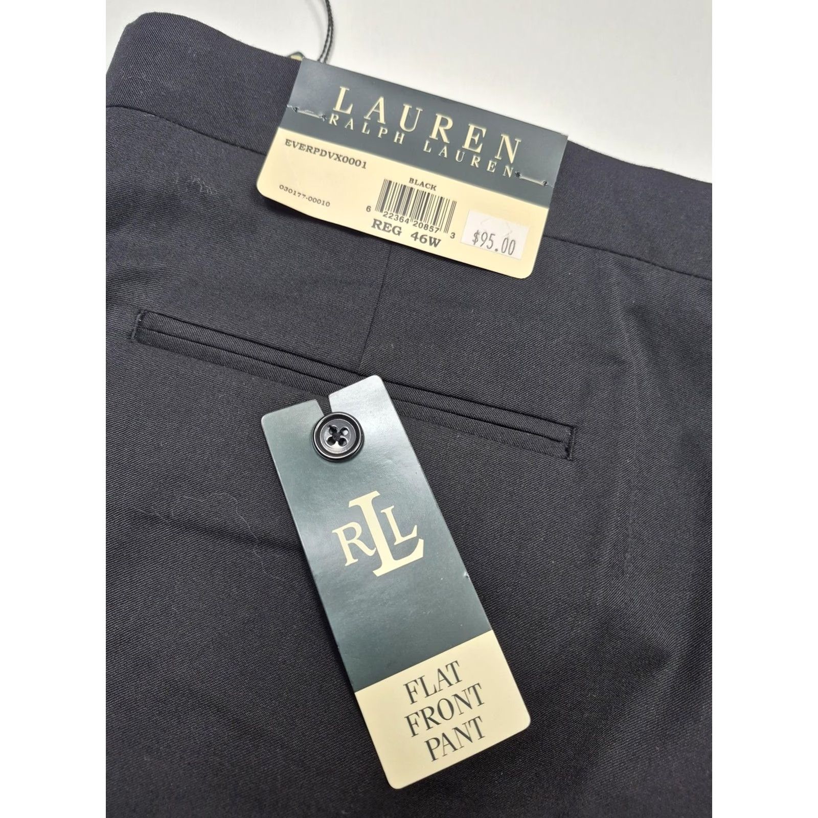 Ralph Lauren Lauren Ralph Lauren Dress Pants Mens 46x36 Black Poly Rayon Flat Front NWT Size US 30 / EU 46 - 3 Thumbnail