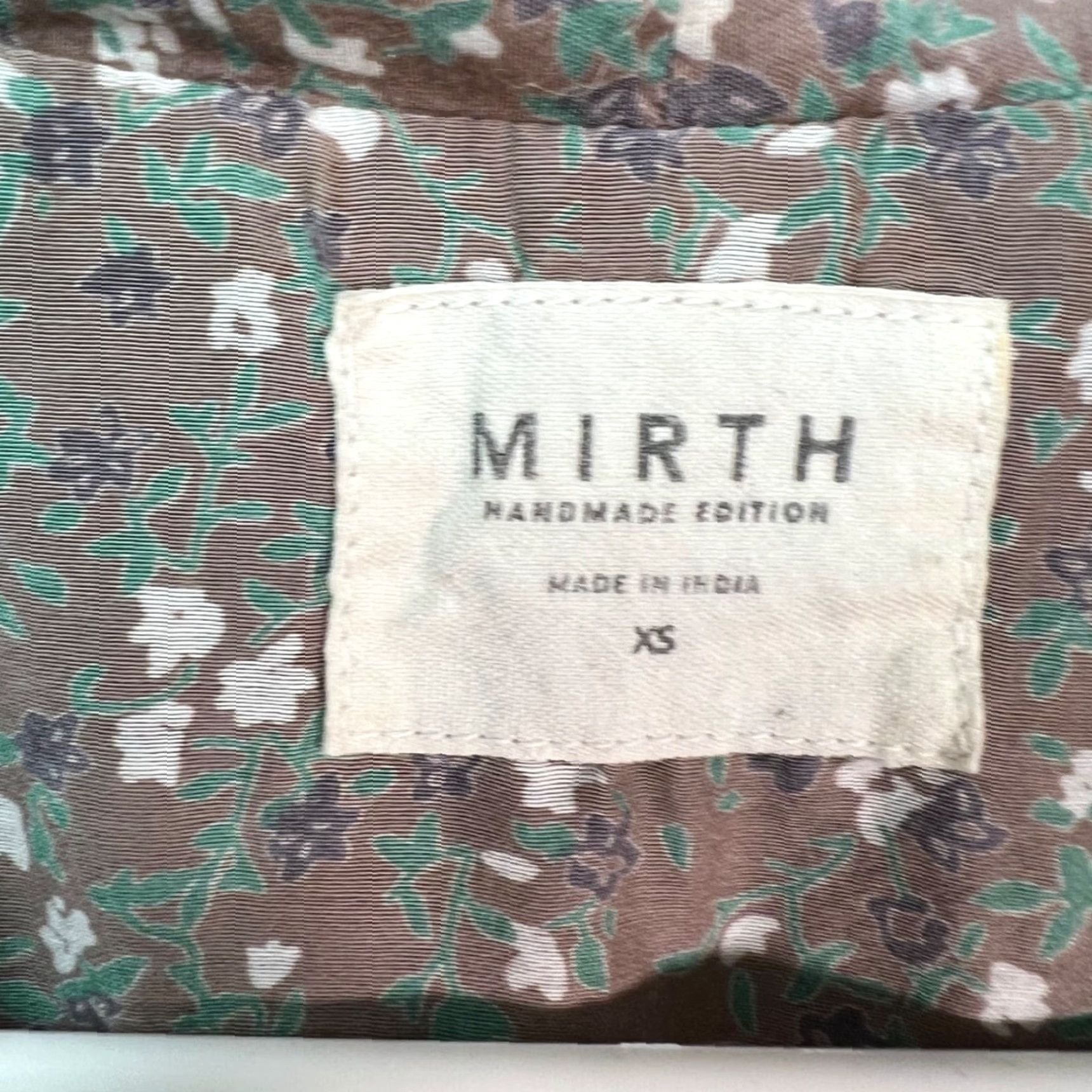Vintage Mirth Womens XS Brown Floral Wrap Dress Cotton Silk Blend Midi Short Sleeve Spring Summer Dress Women’s wrap dress Size XS / US 0-2 / IT 36-38 - 3 Thumbnail