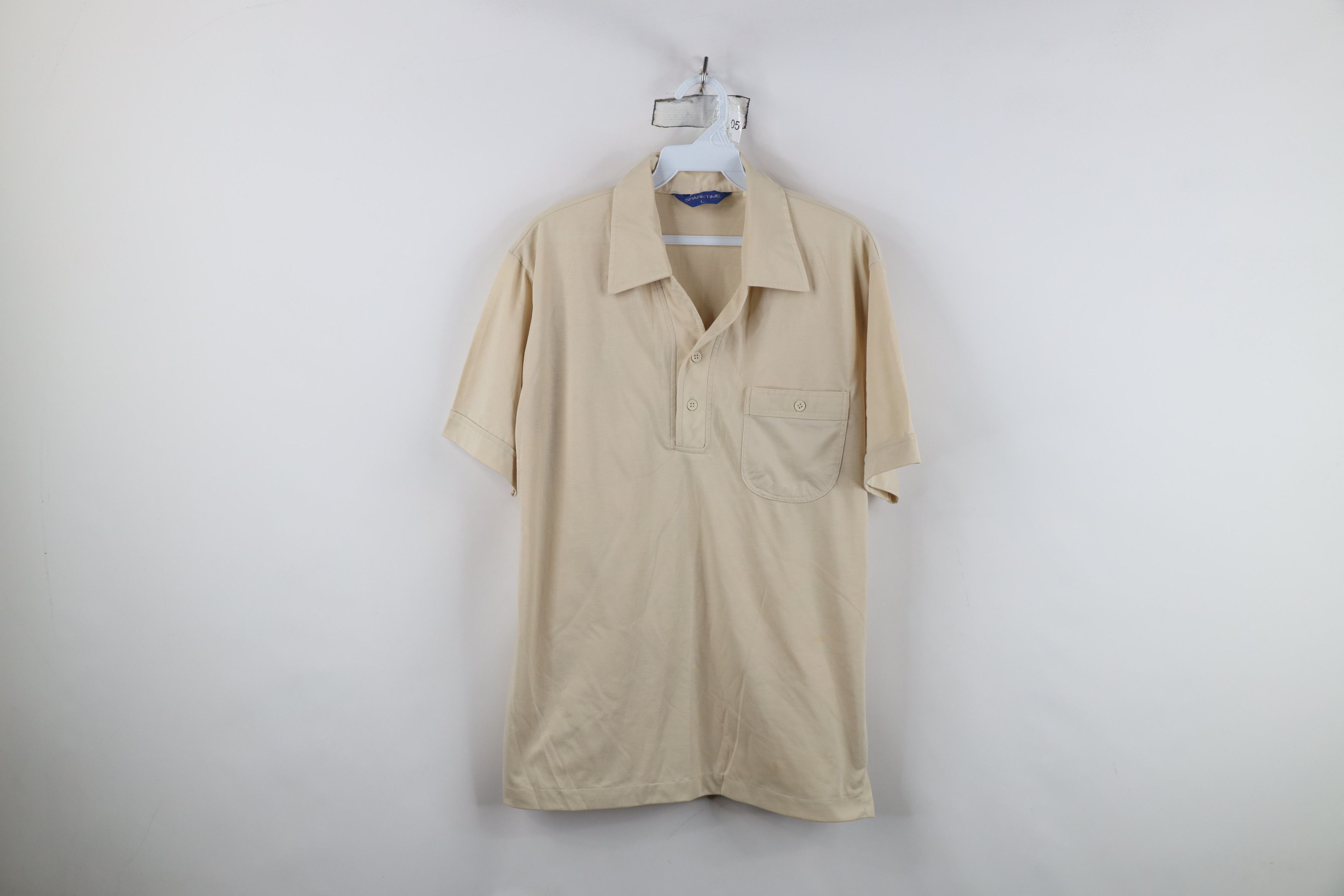 Vintage Vintage 70s Streetwear Knit Collared Golf Polo Shirt Beige Size US L / EU 52-54 / 3 - 1 Thumbnail