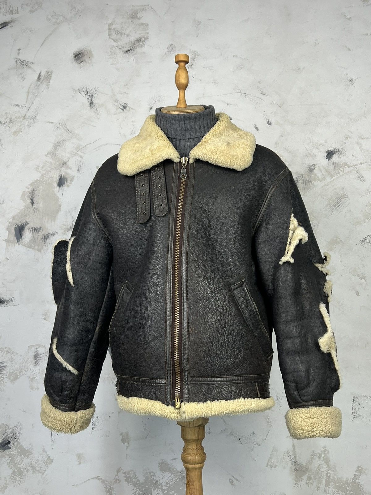 Vintage B-3 Style Shearling Flight Aviator Air Force Jacket S - M Size US M / EU 48-50 / 2 - 2 Thumbnail