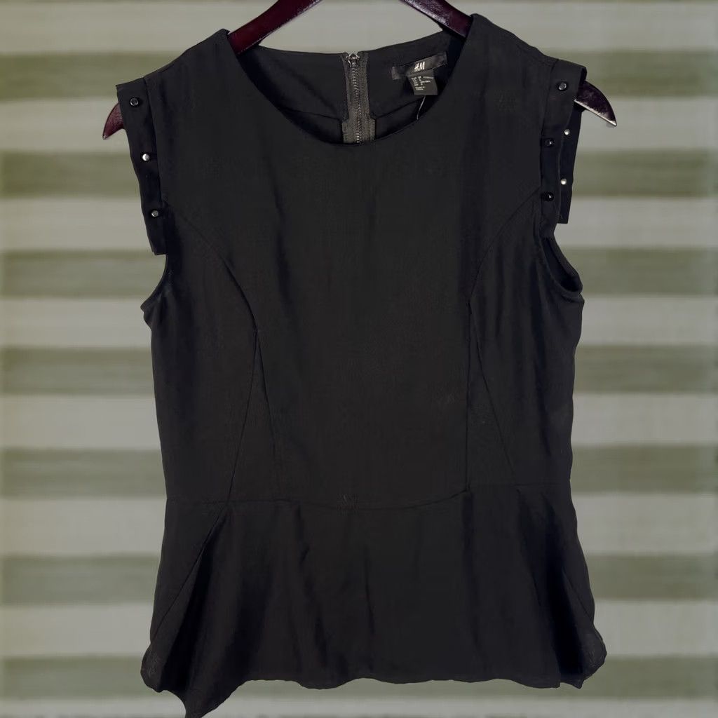 H&M H&M Women’s Top Tunic Sleeveless Blouse Black L Studded NWT Rocker Womens Size L / US 10 / IT 46 - 1 Thumbnail