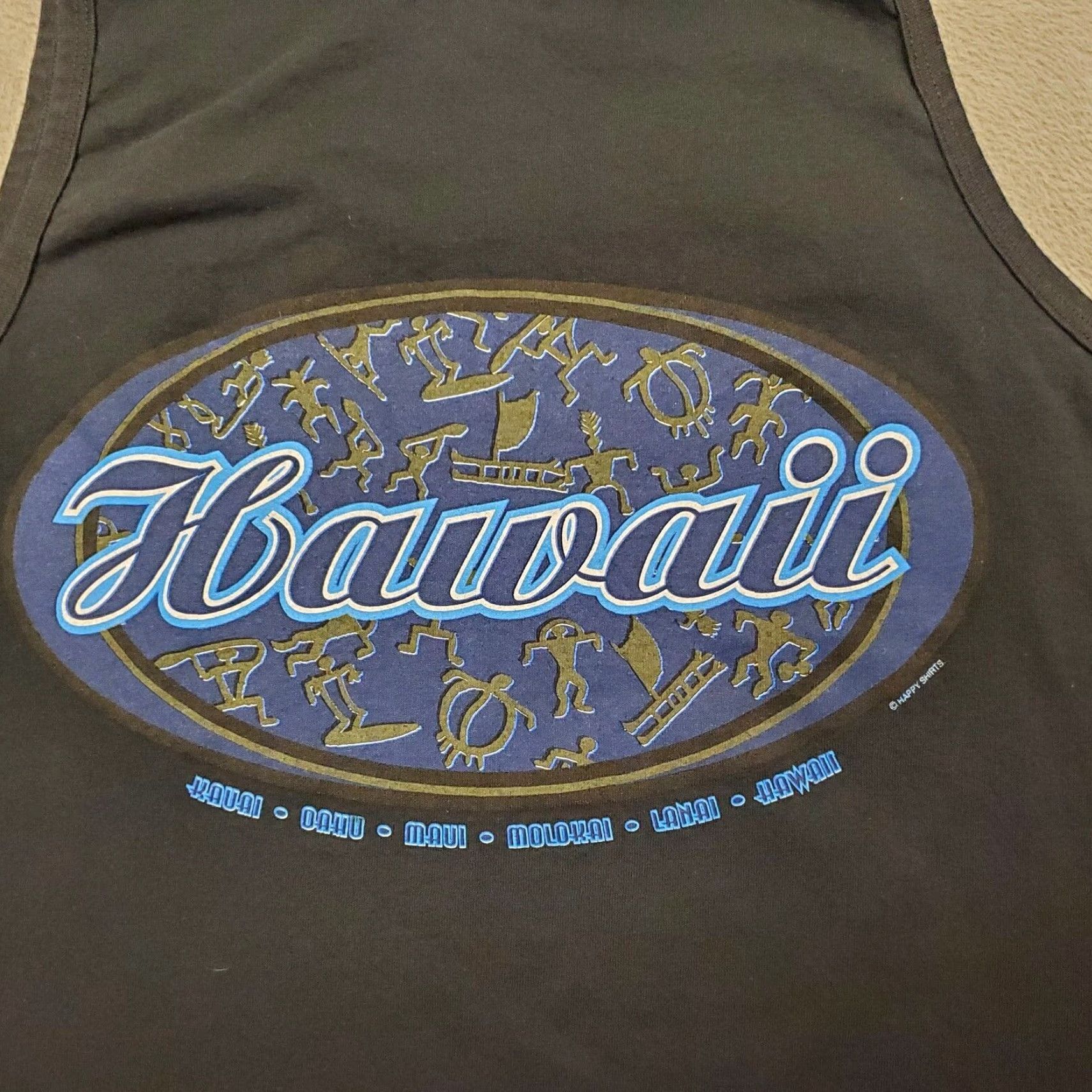 Anvil VINTAGE Hawaii Shirt Mens XL Black Tank Top Made in USA Oahu Molokai Nike Shirt Size US XL / EU 56 / 4 - 5 Thumbnail