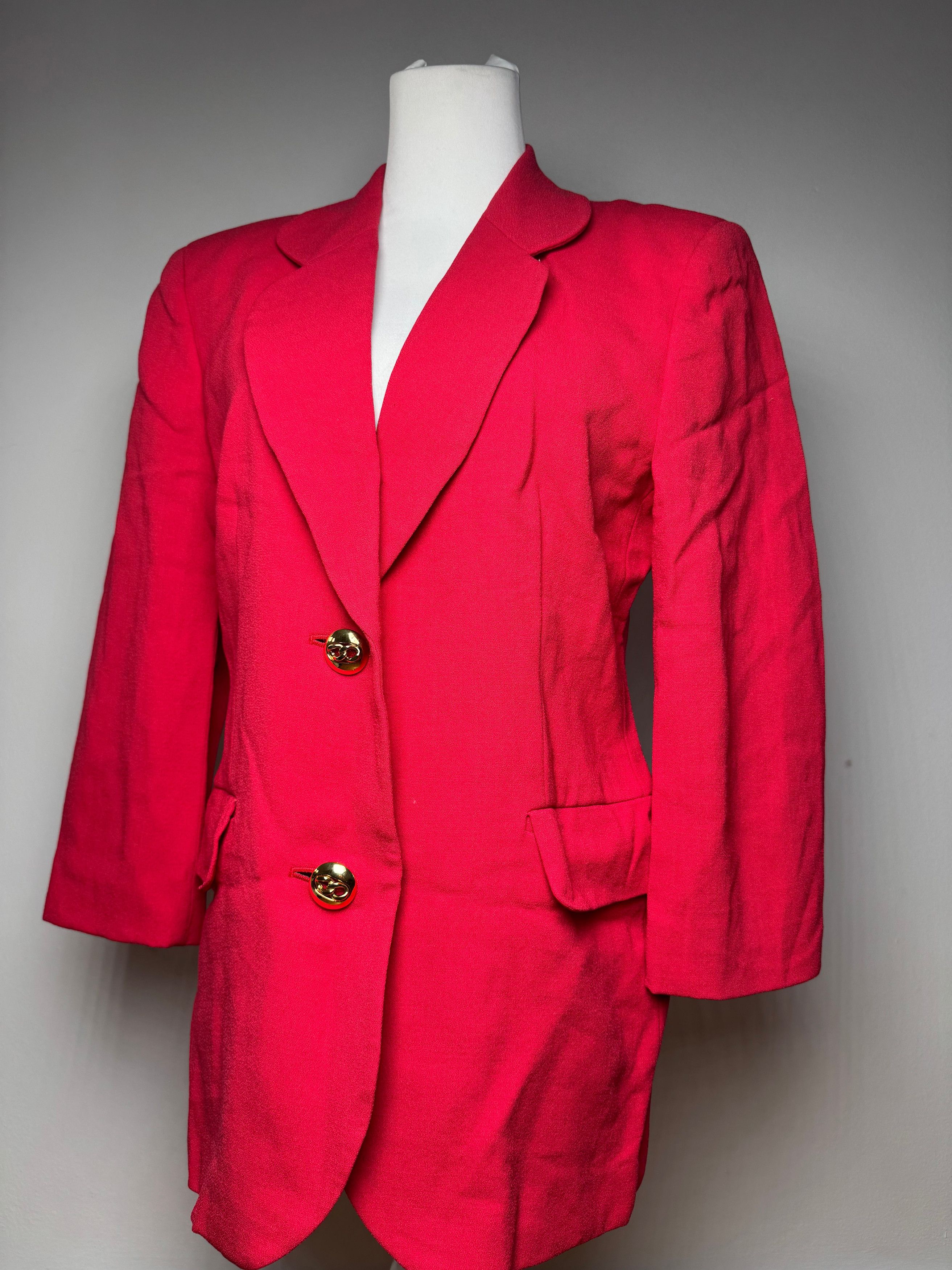 Balenciaga Vintage Silk Blazer / Trench Red L Size S / US 4 / IT 40 - 1 Thumbnail