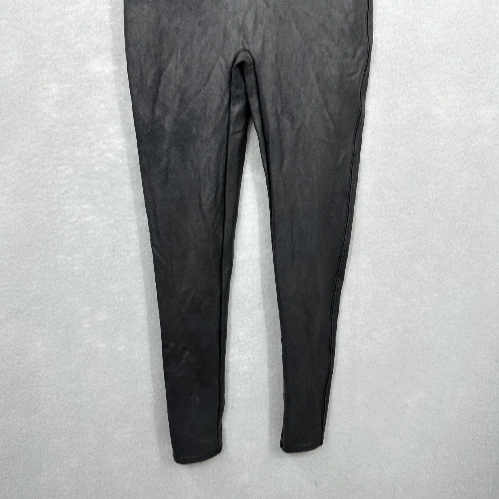 Spanx Spanx Leggings Black Faux Leather Coated Moto Women Petite Medium Shaping Womens Size 32" / US 10 / IT 46 - 4 Thumbnail