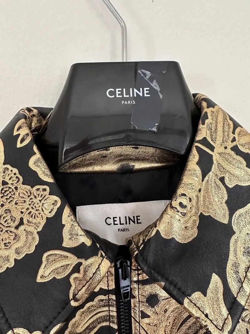 Celine × Hedi Slimane Celine Gold floral leather jacket runway Size US S / EU 44-46 / 1 - 5 Thumbnail