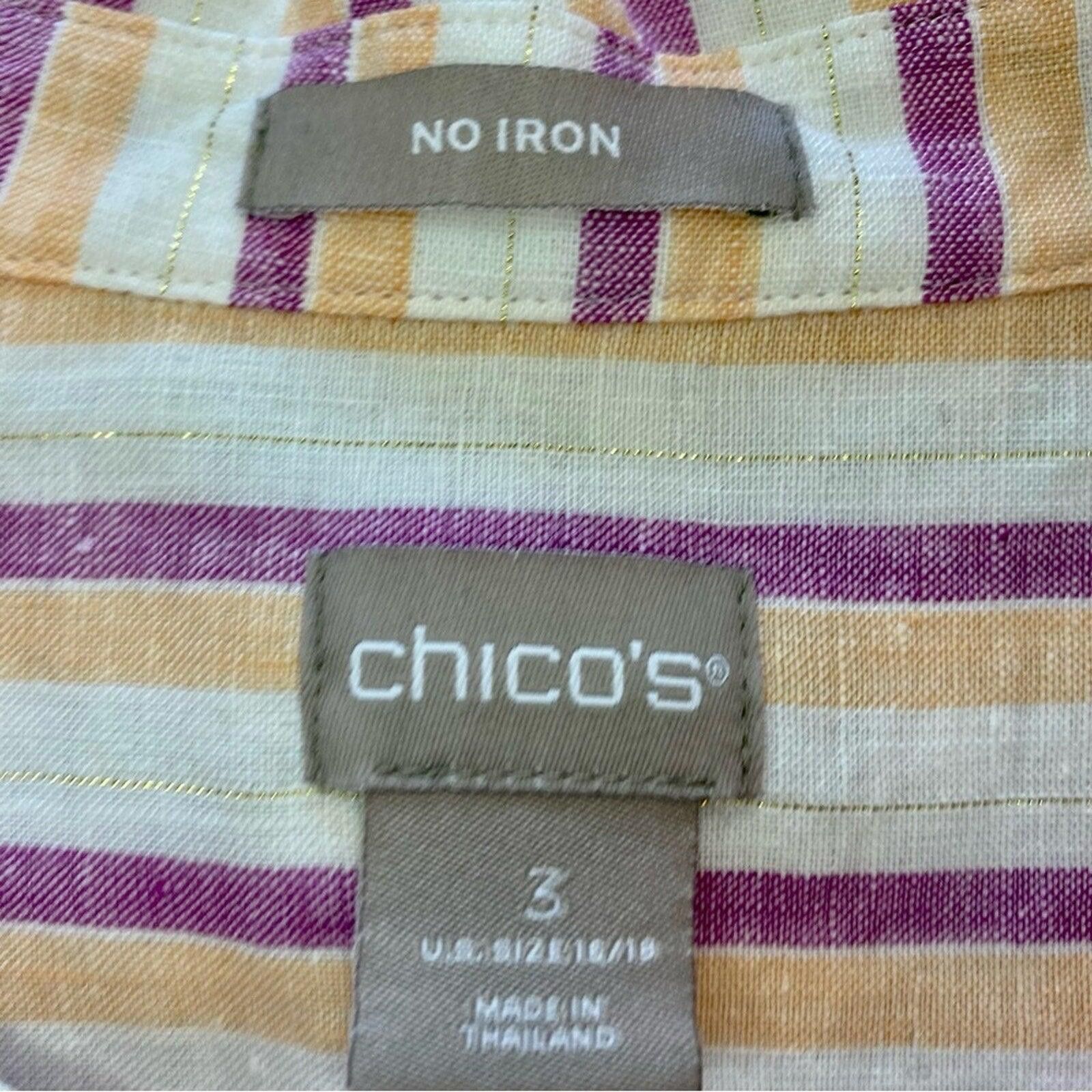 Chicos Chicos Striped Orange Linen Button-up Top Womens XLarge 16 Size XL / US 12-14 / IT 48-50 - 10 Thumbnail