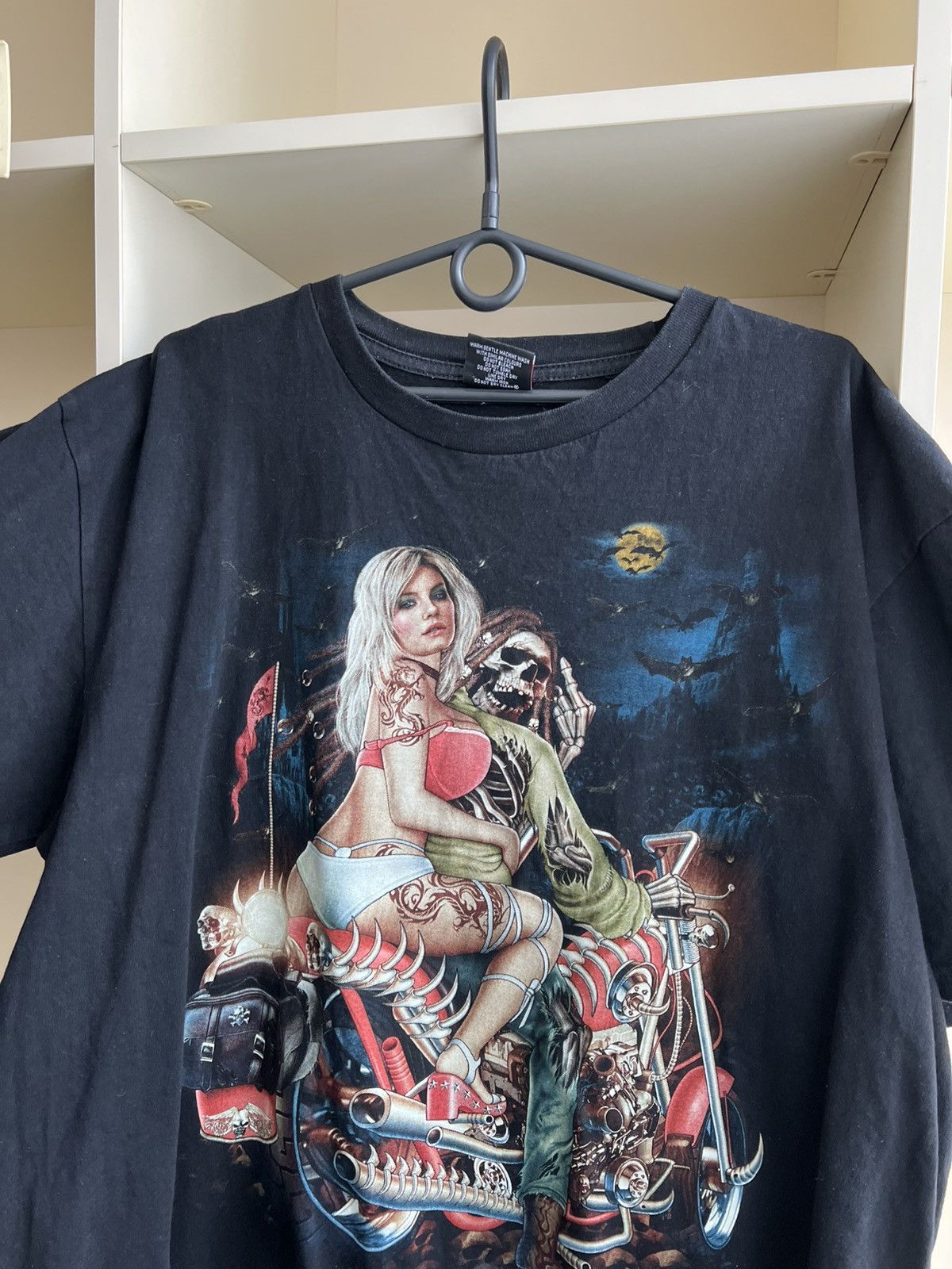 Band Tees Y2K Skeleton Biker Graphic T-Shirt Size US XXL / EU 58 / 5 - 7 Thumbnail