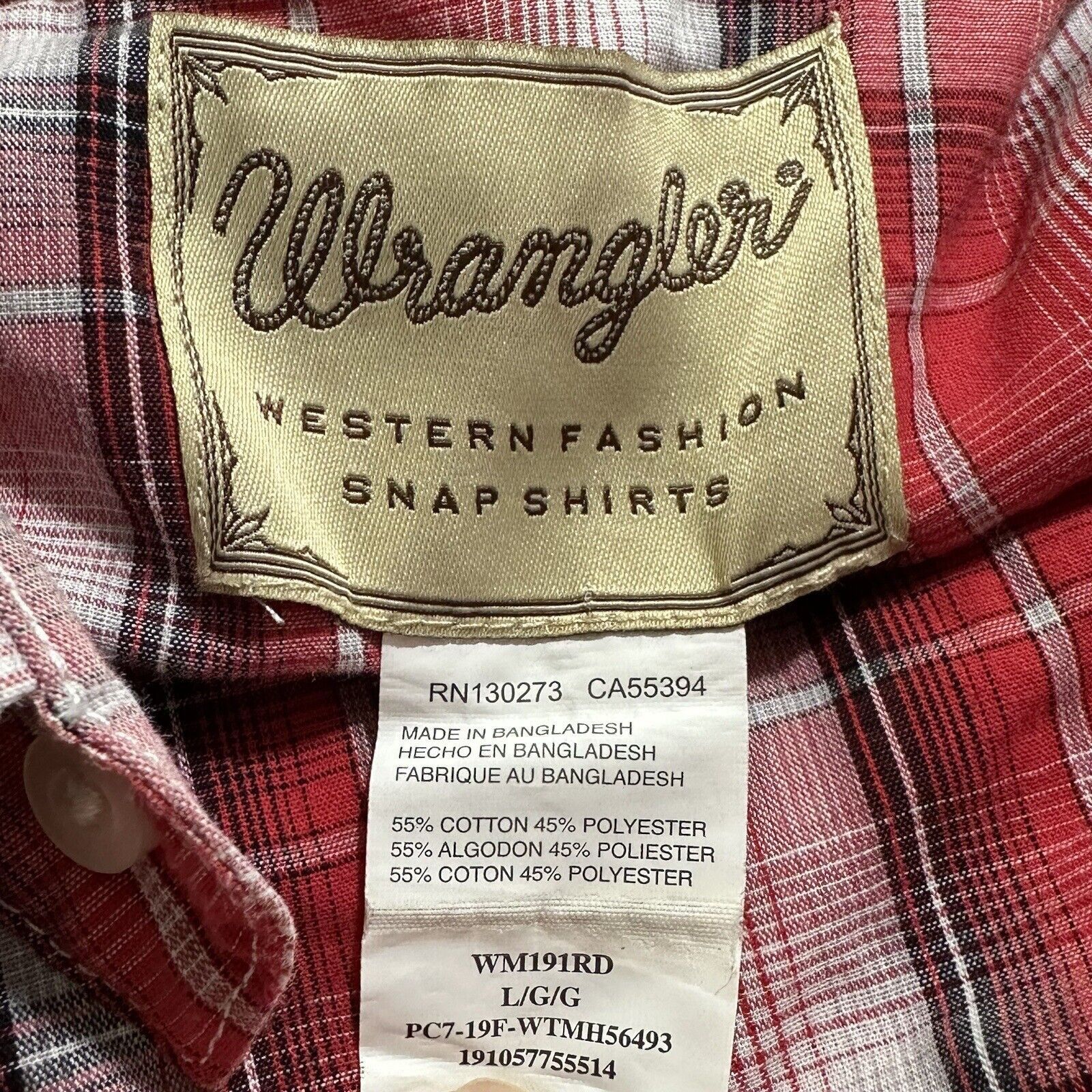 Wrangler Wrangler Large Pearl Snap Button Down Shirt Plaid Western Size US L / EU 52-54 / 3 - 3 Thumbnail