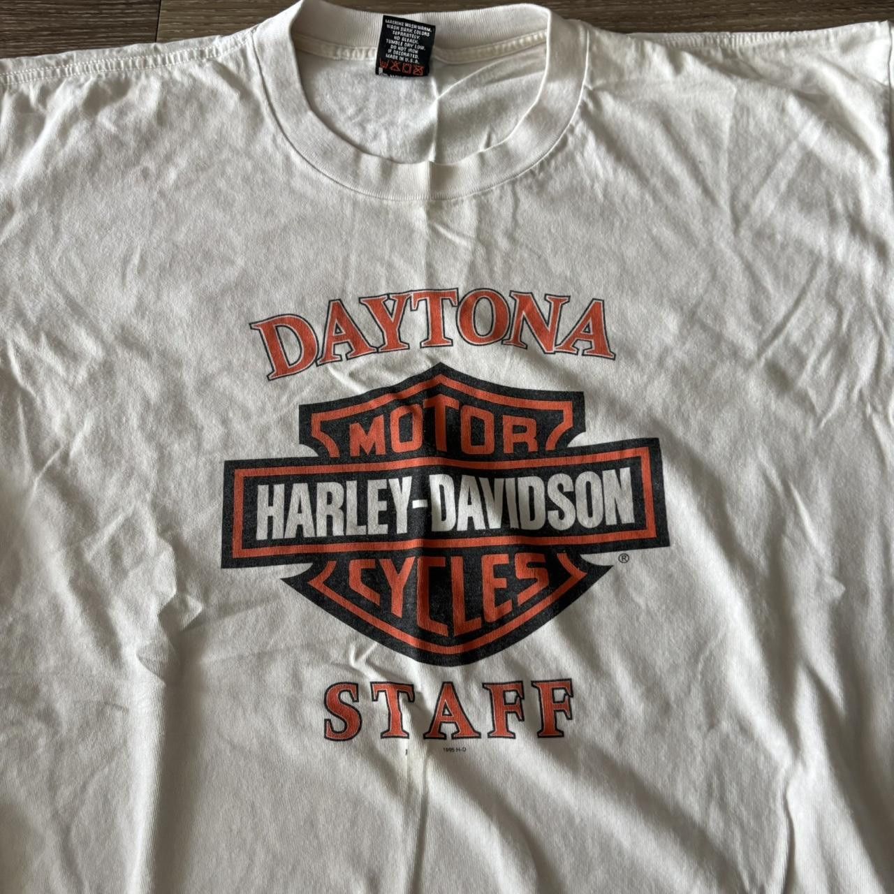Harley Davidson Crazy Vintage 90s White Harley Davidson Staff Essential Graphic Tee! Size 2XL Size US XXL / EU 58 / 5 - 3 Thumbnail