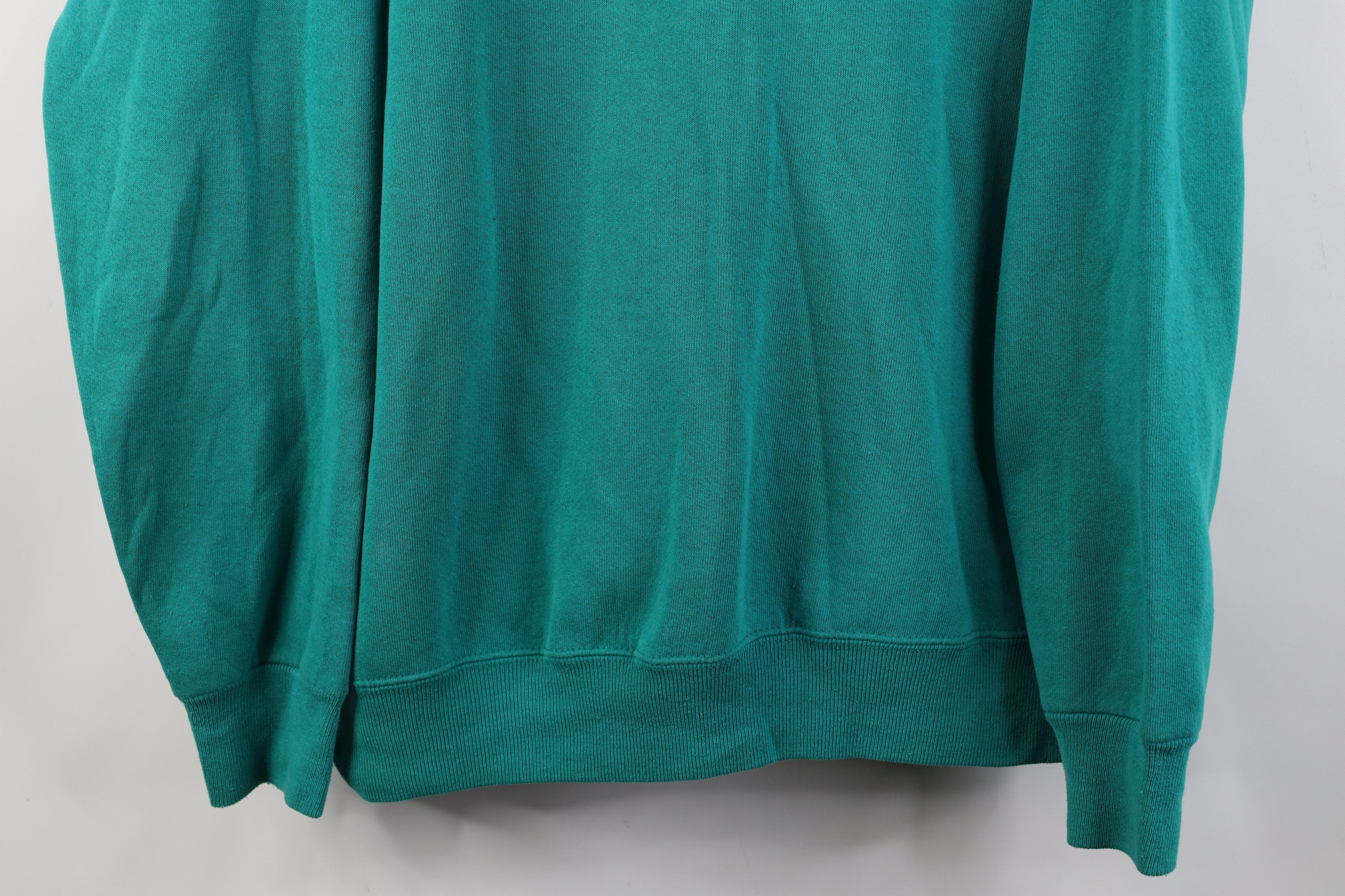 Vintage Vintage 90s Streetwear Blank Crewneck Sweatshirt Teal Size US XL / EU 56 / 4 - 3 Thumbnail