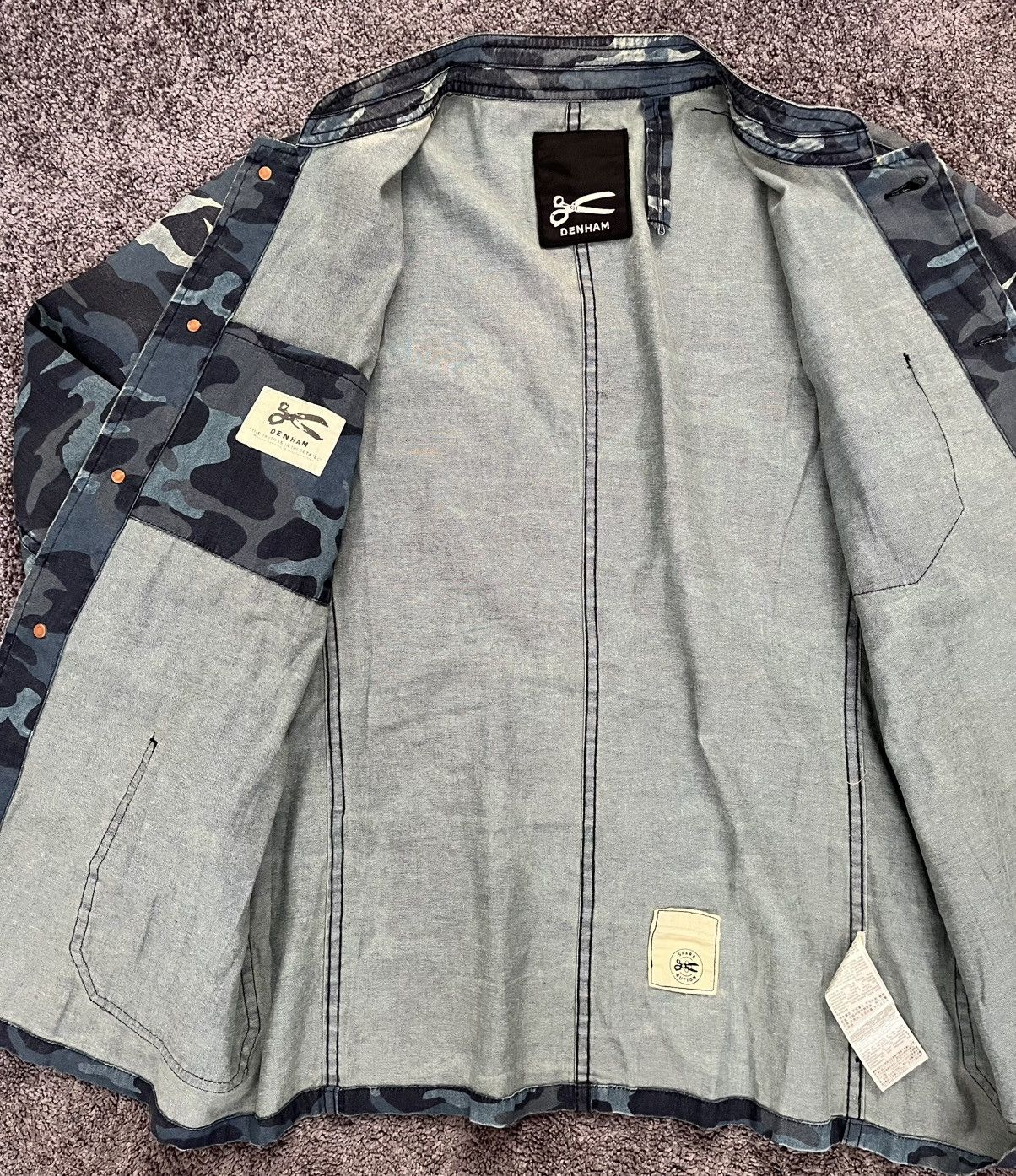 DENHAM Denham mens blue camo shirt/jacket chore Size US M / EU 48-50 / 2 - 11 Thumbnail